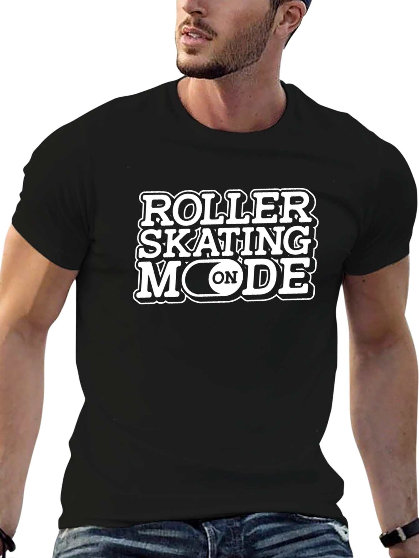 Roller Skating Mode On Black T-Shirt