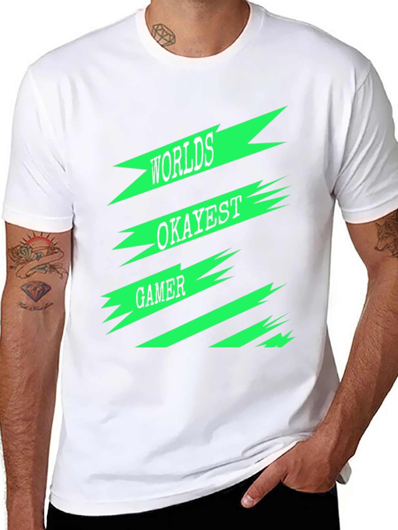 Worlds Okayest Gamer Black T-Shirt