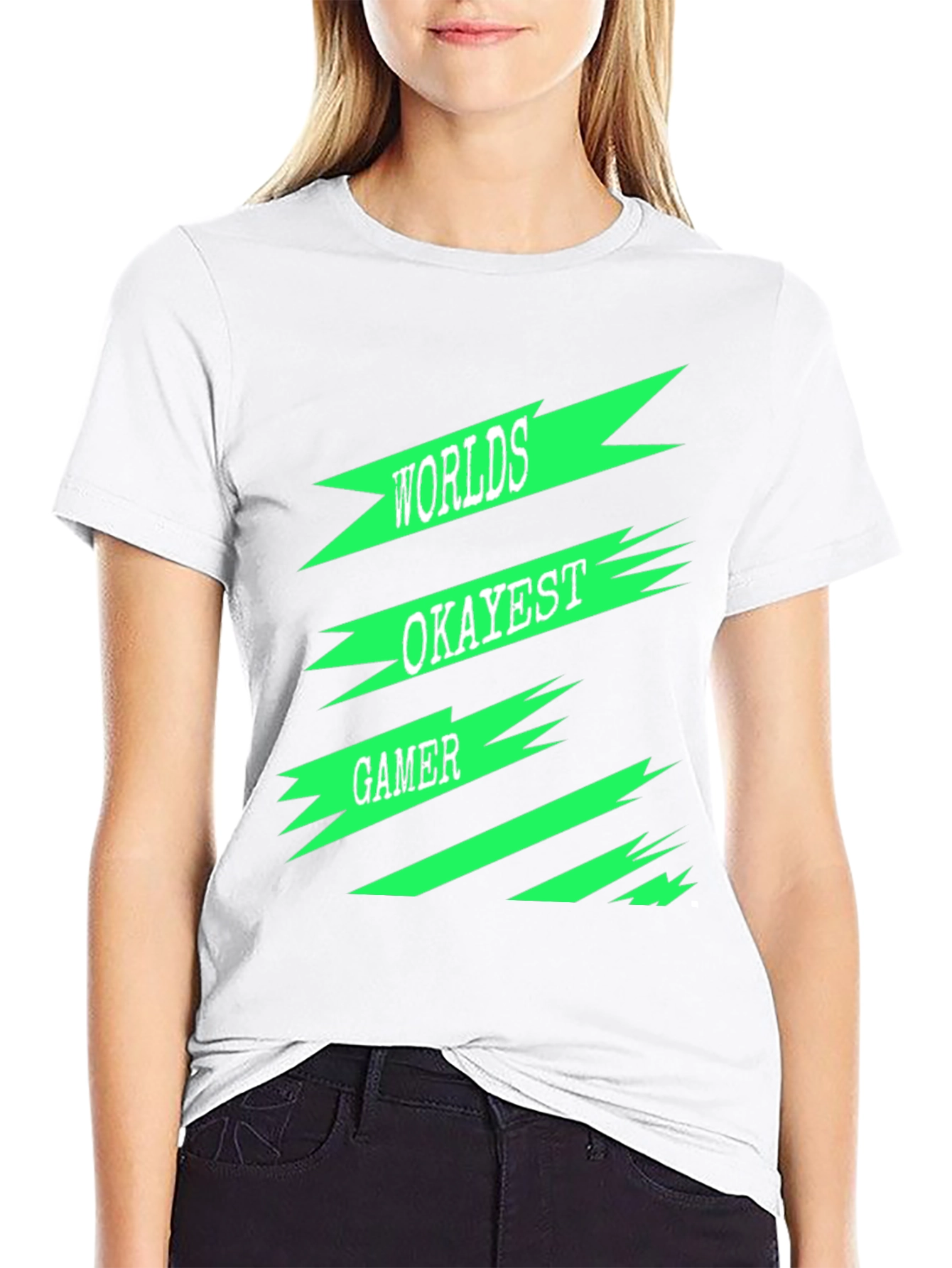 Worlds Okayest Gamer Black T-Shirt