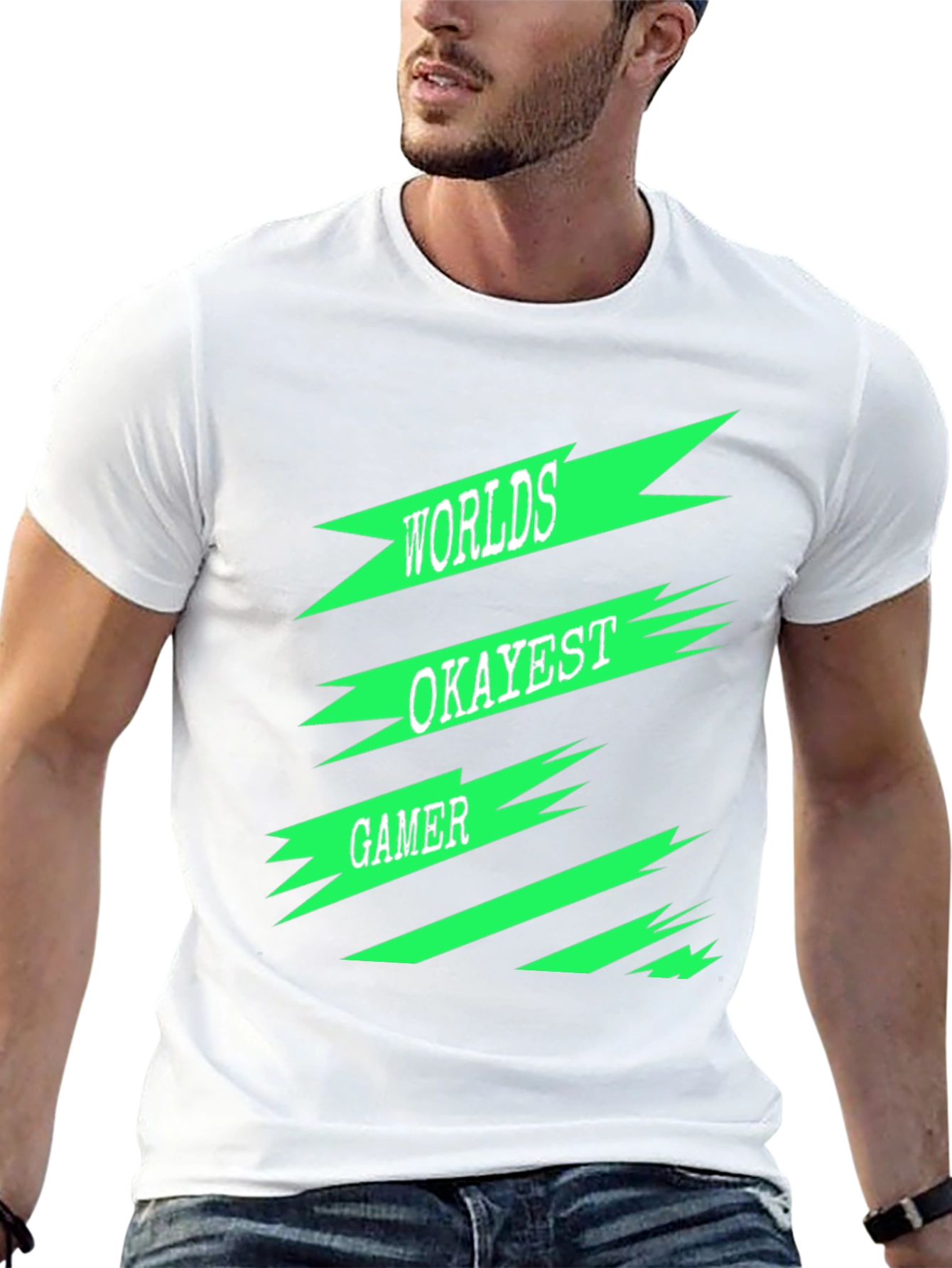 Worlds Okayest Gamer Black T-Shirt