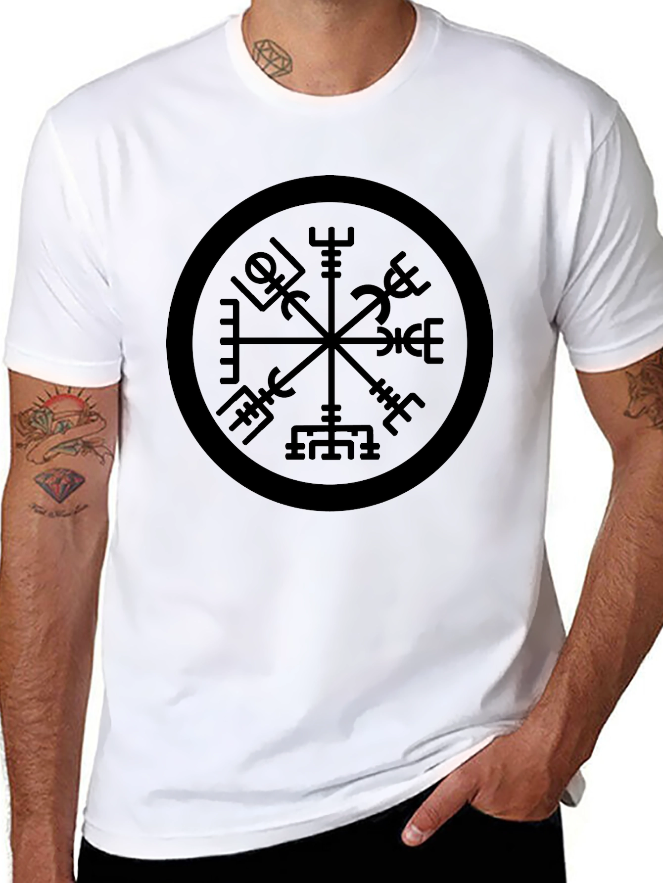 Vegvisir Compass Black T-Shirt - Viking Runes