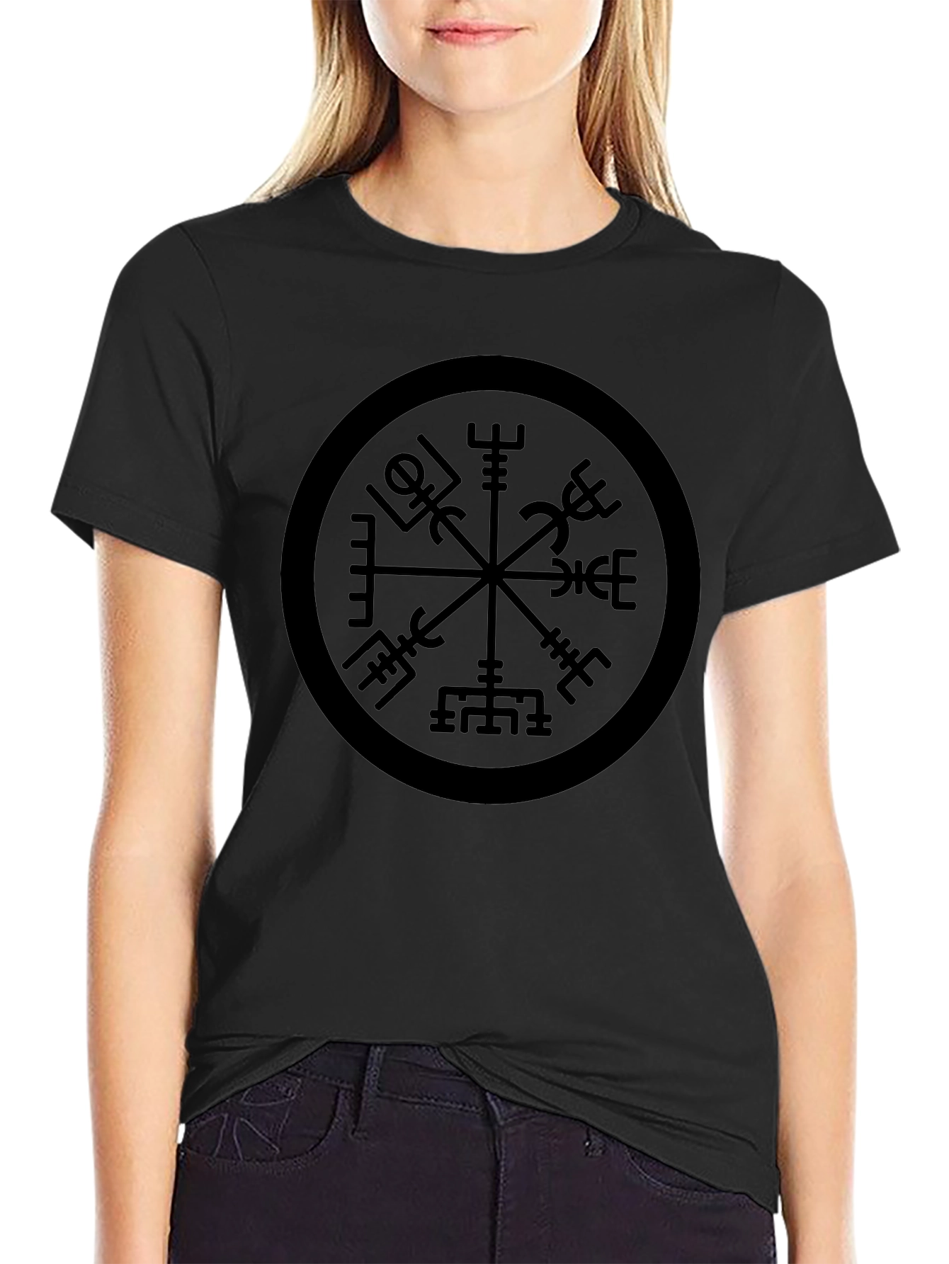 Vegvisir Compass Black T-Shirt - Viking Runes