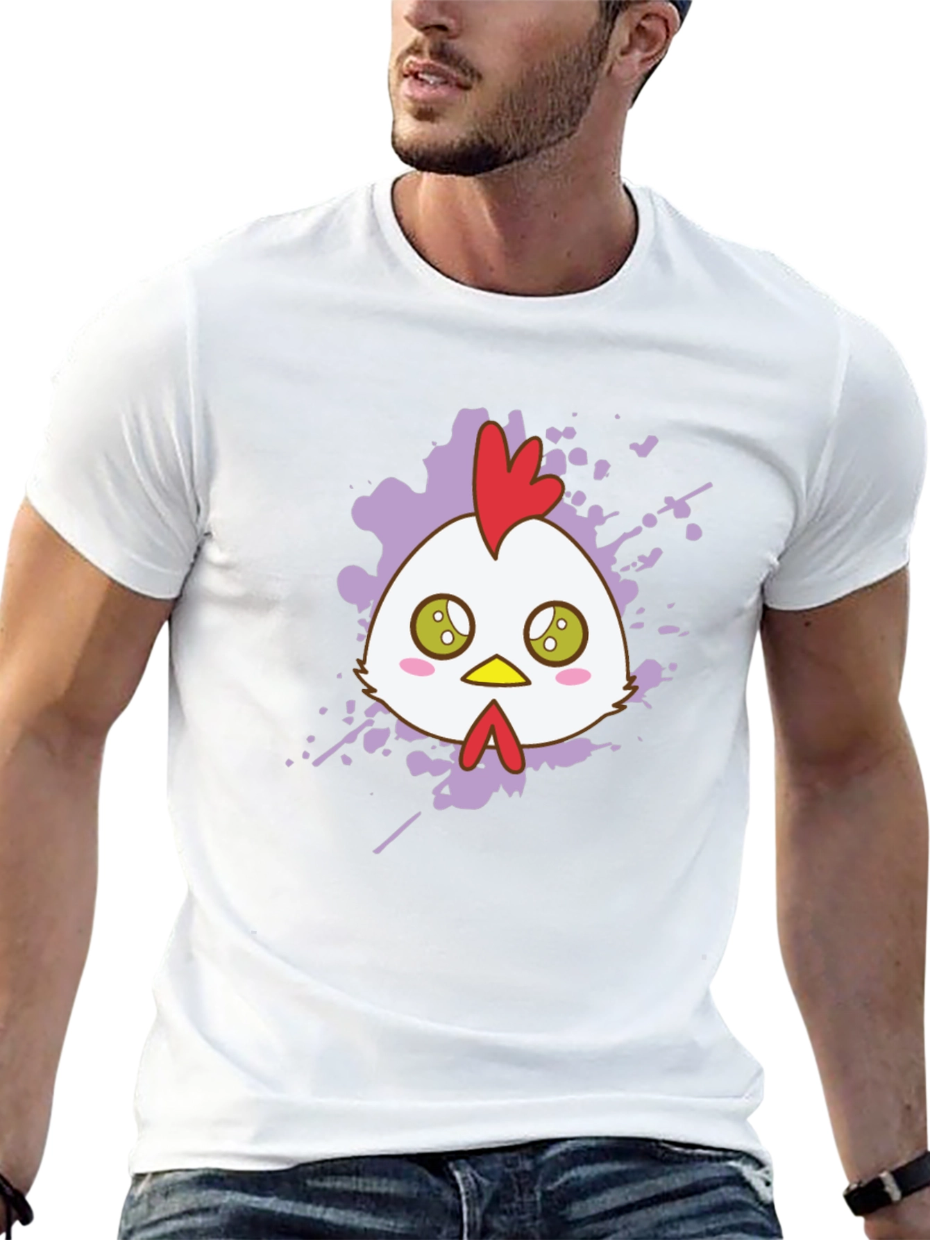 Cute Chicken Graphic Tee - Black Cotton T-Shirt