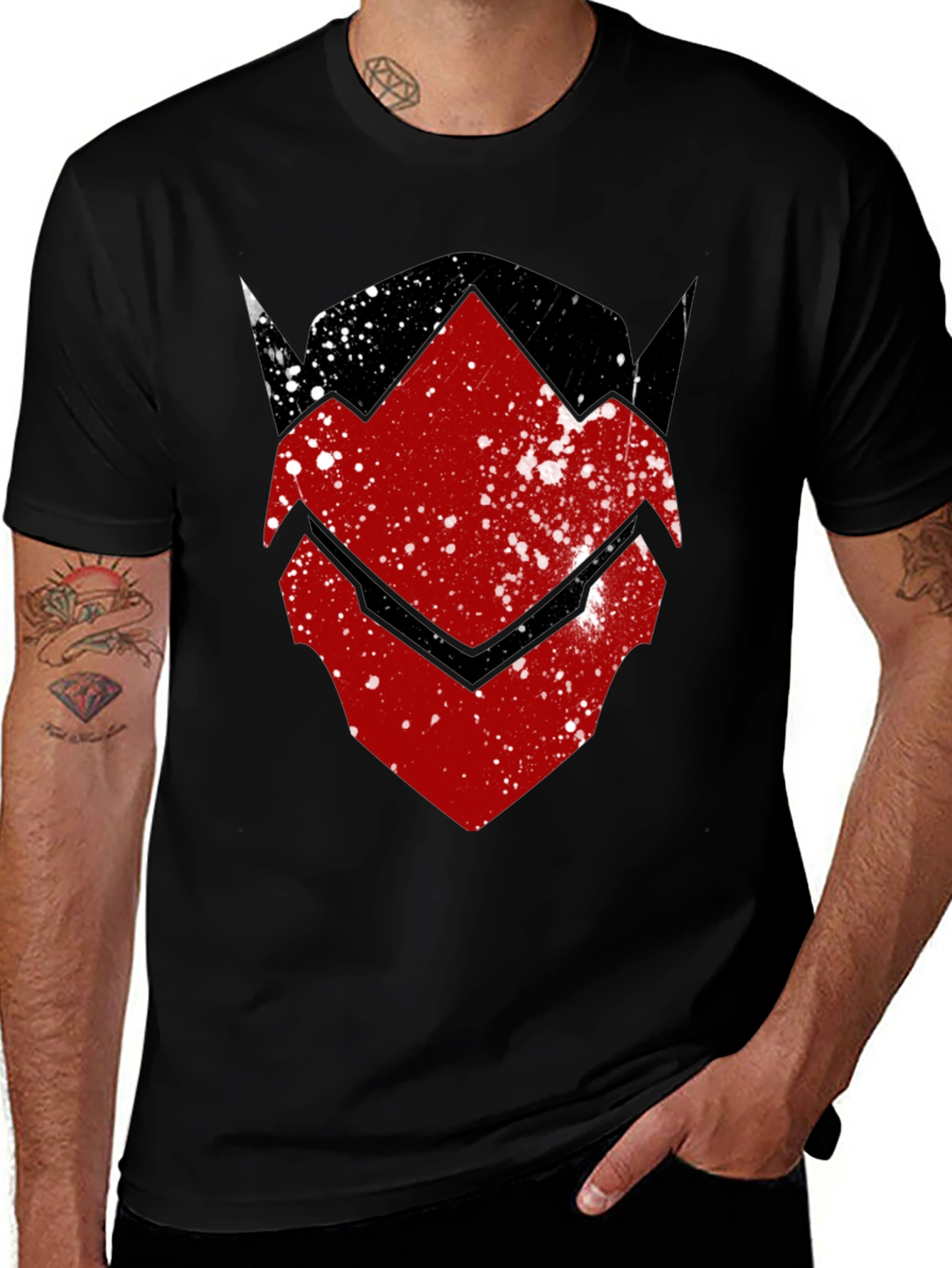 Red Hood Inspired Distressed Graphic Tee - Black