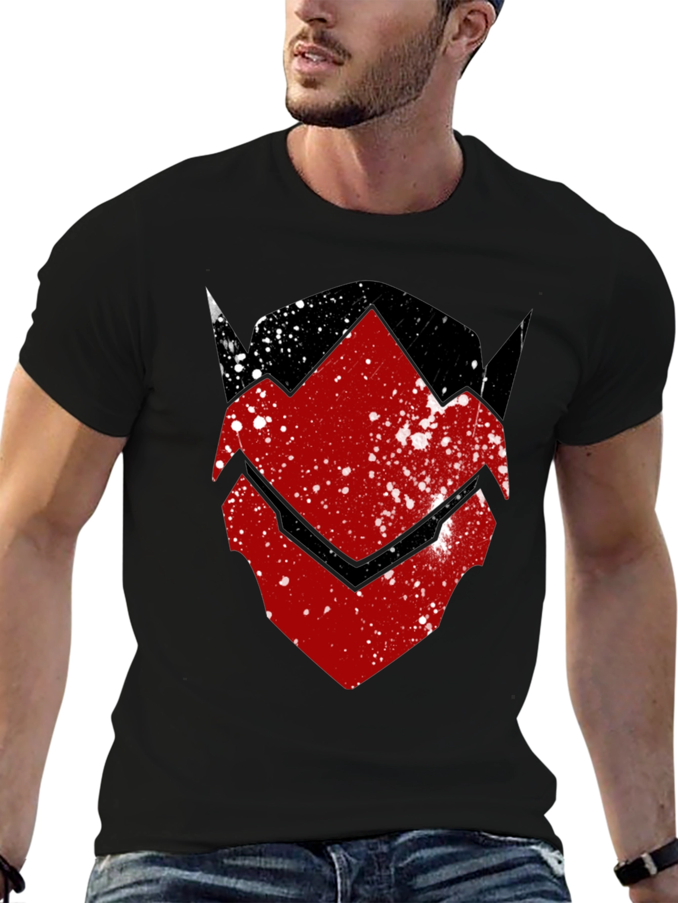 Red Hood Inspired Distressed Graphic Tee - Black
