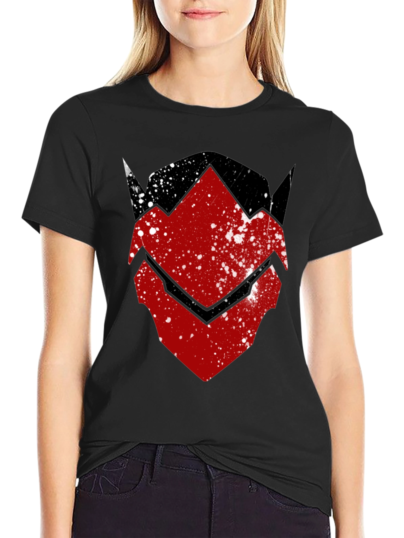 Red Hood Inspired Distressed Graphic Tee - Black