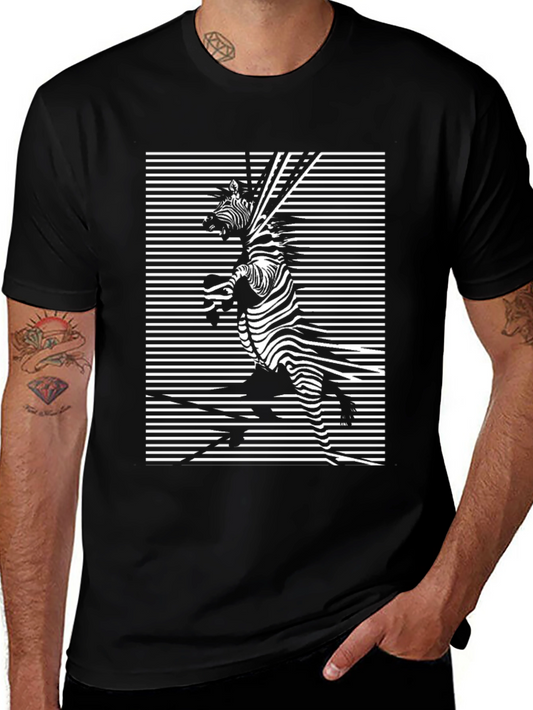 Zebra Optical Illusion Black T-Shirt