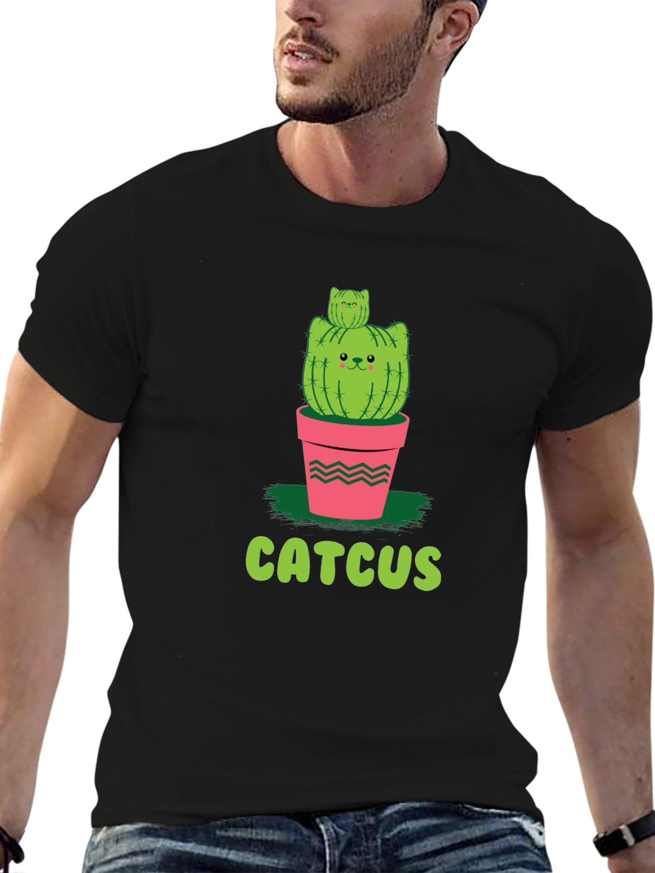 Funny Catcus T-Shirt - Unique Cat Cactus Graphic Tee