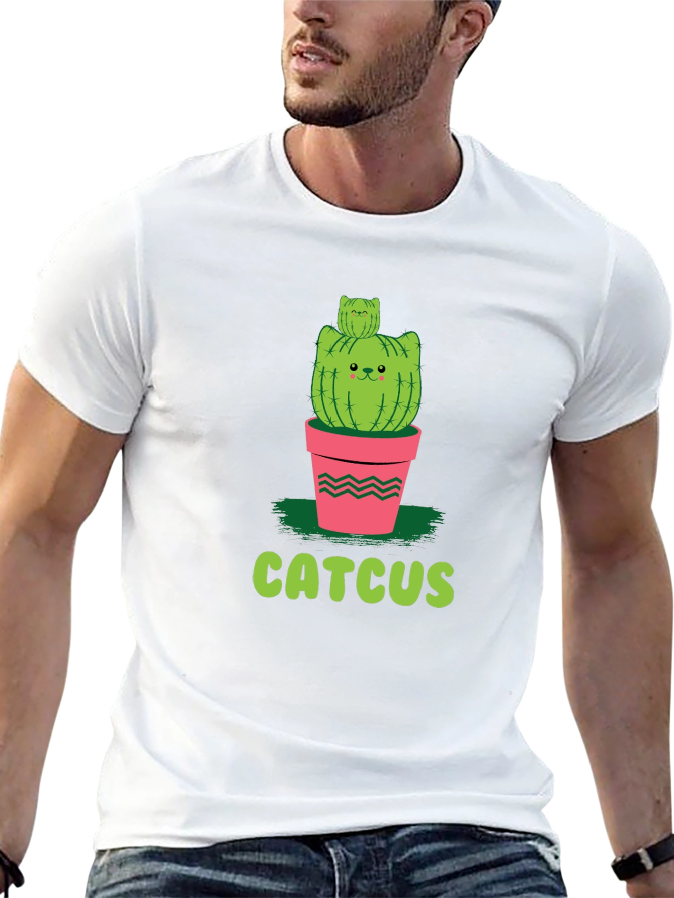 Funny Catcus T-Shirt - Unique Cat Cactus Graphic Tee