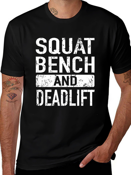 Squat Bench Deadlift Graphic Tee - Black Fitness Shirt