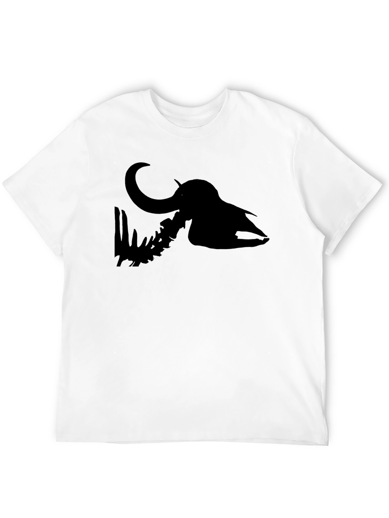 Mammoth Skull Graphic Print Black T-Shirt