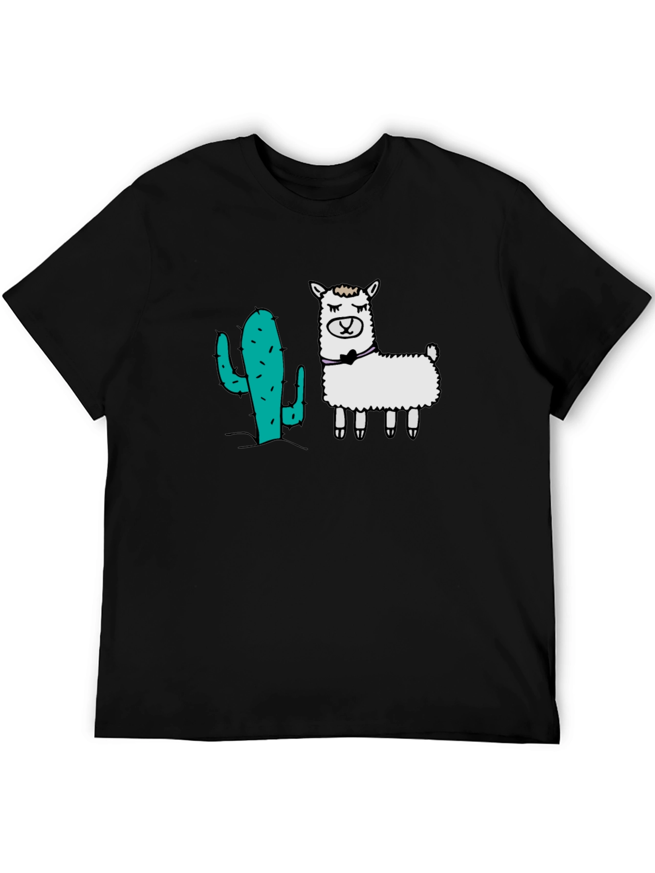 Cactus & Llama Graphic Black T-Shirt