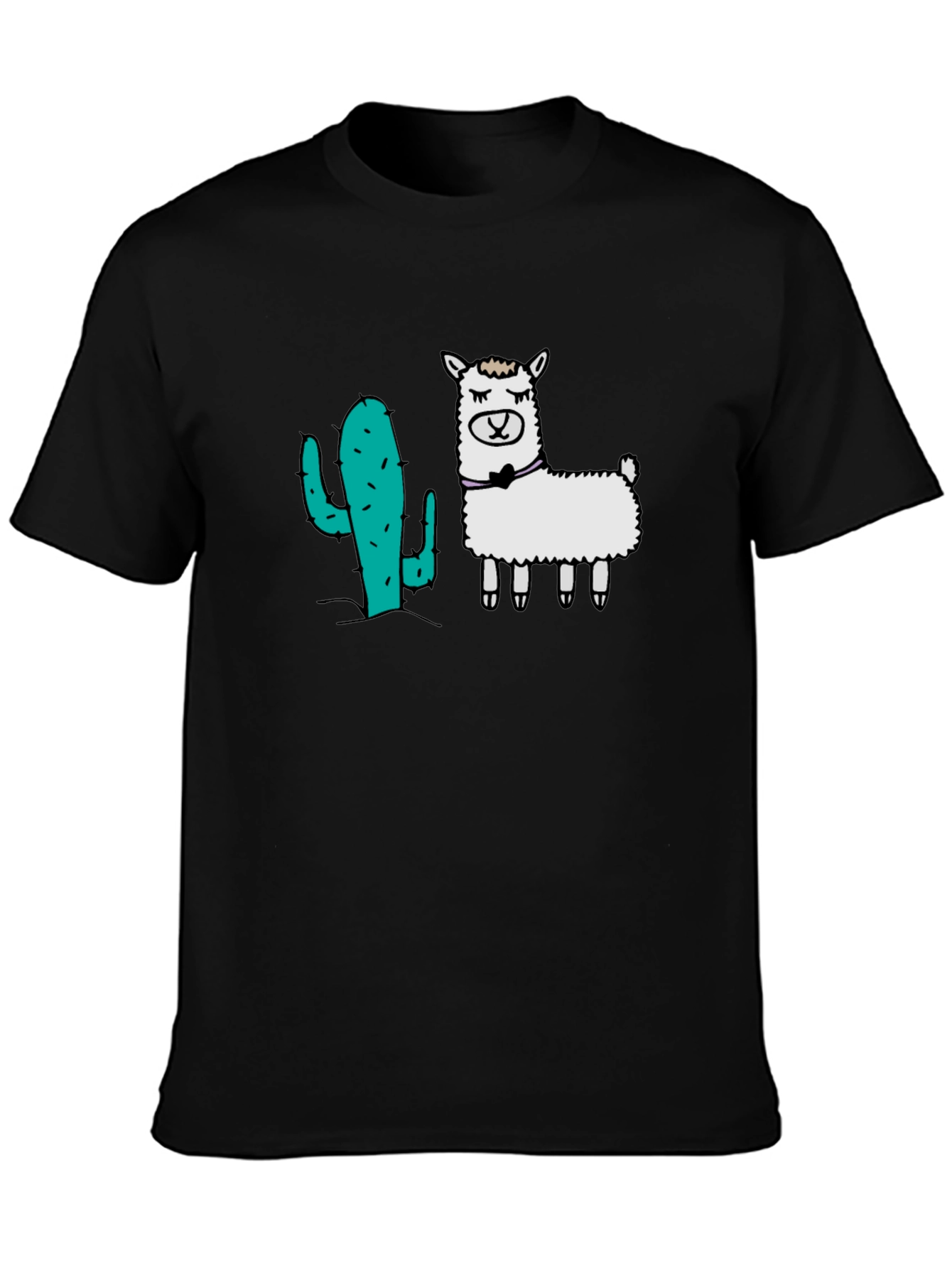 Cactus & Llama Graphic Black T-Shirt