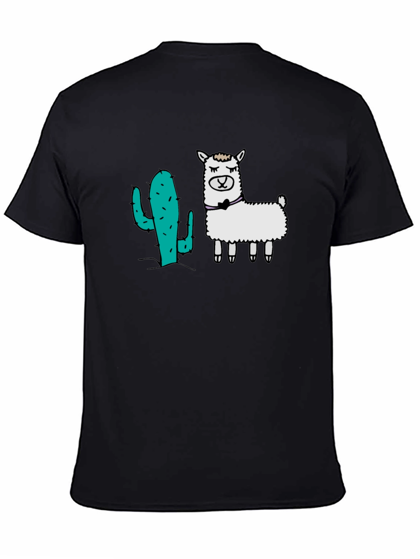 Cactus & Llama Graphic Black T-Shirt