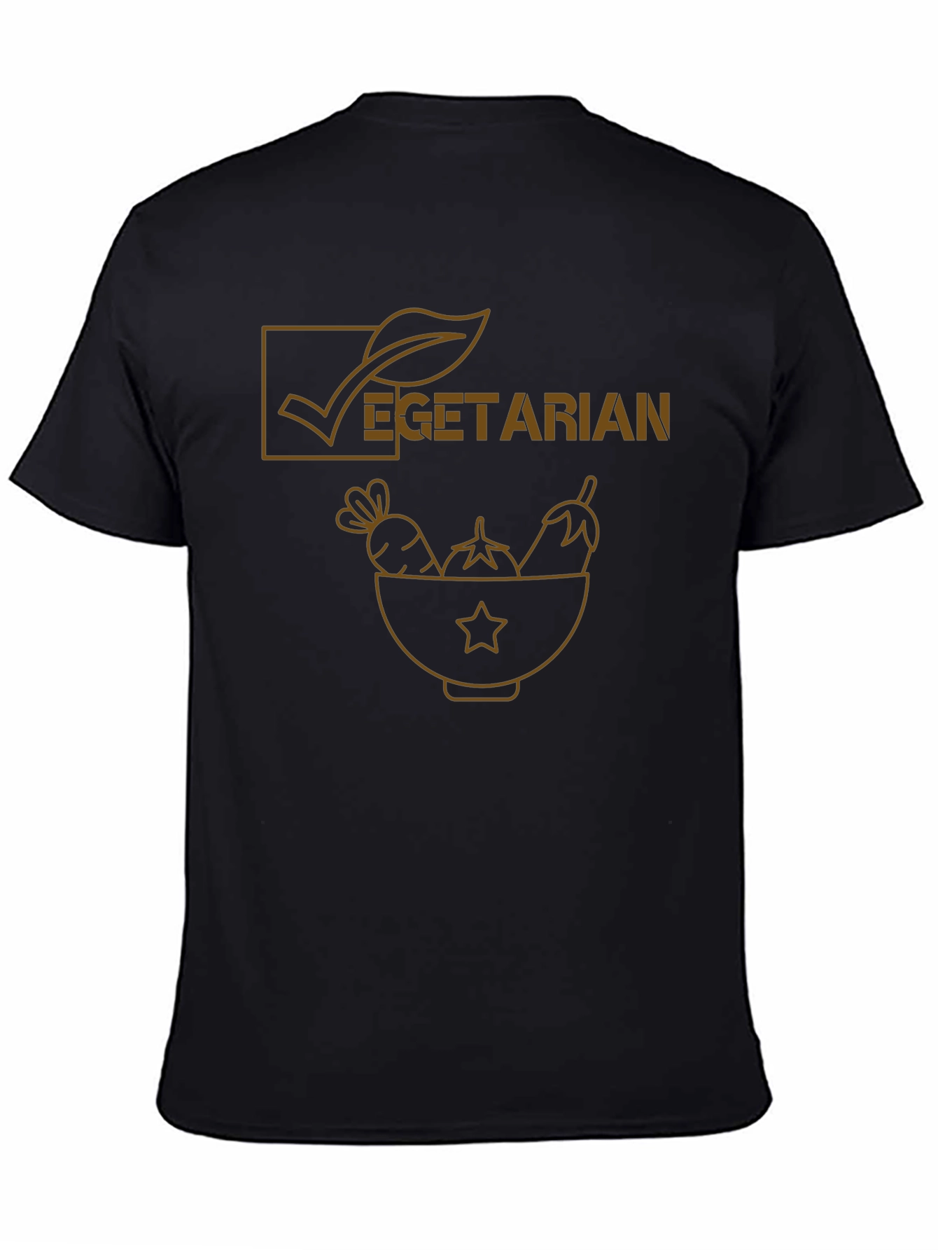 Vegetarian Graphic Tee - Black Cotton Casual Shirt