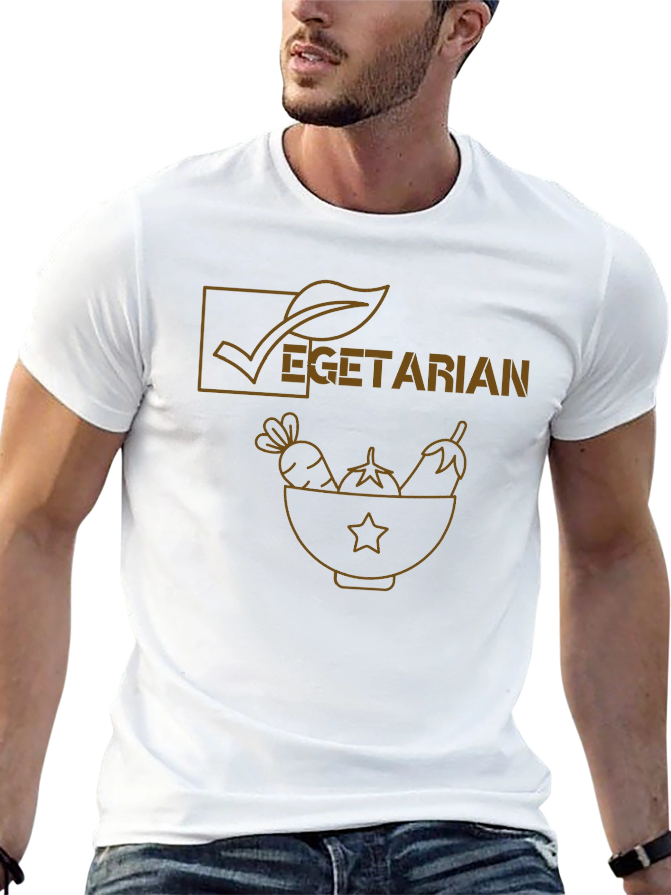 Vegetarian Graphic Tee - Black Cotton Casual Shirt