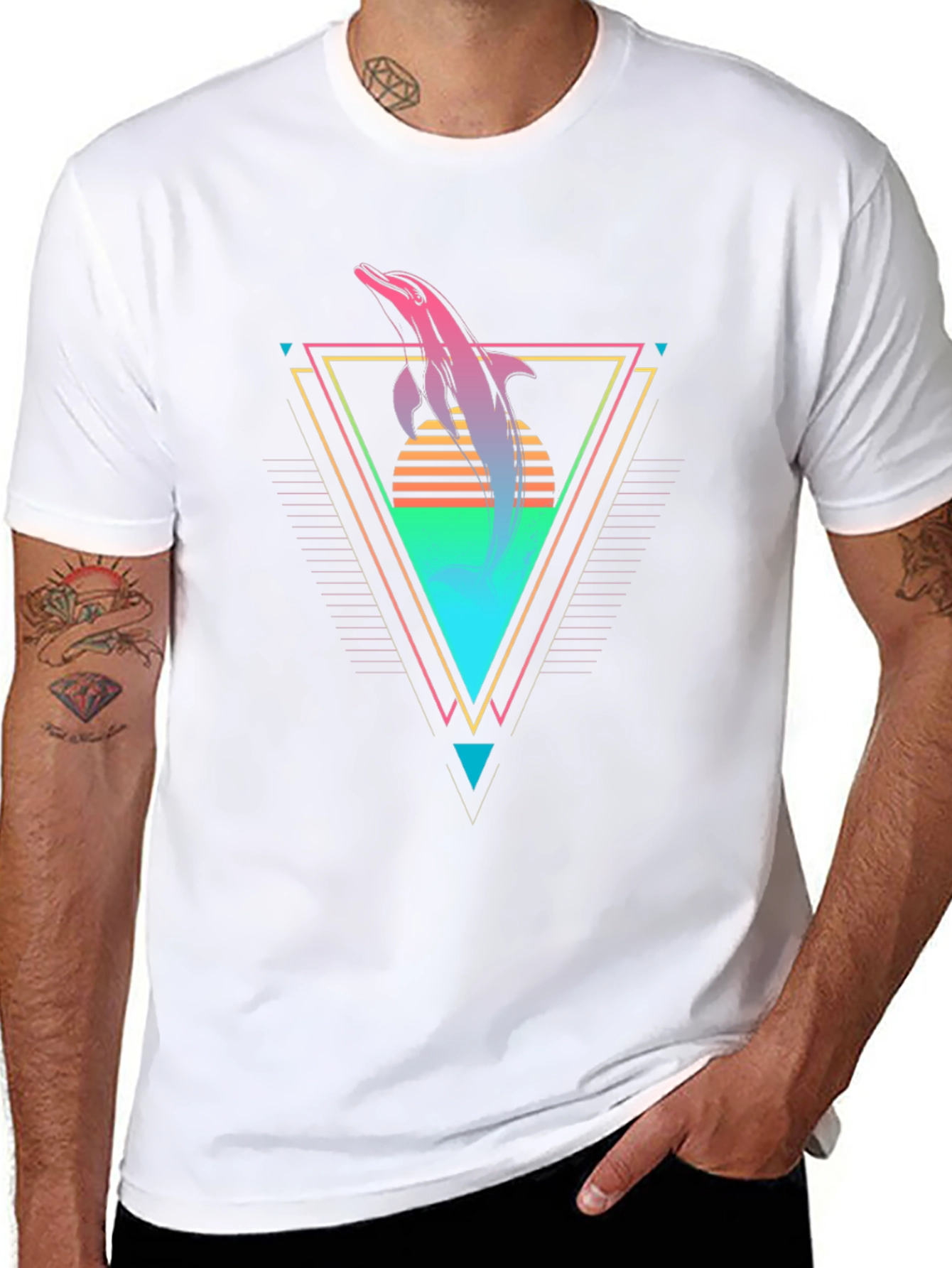 Retro Dolphin Graphic Tee - Black T-Shirt