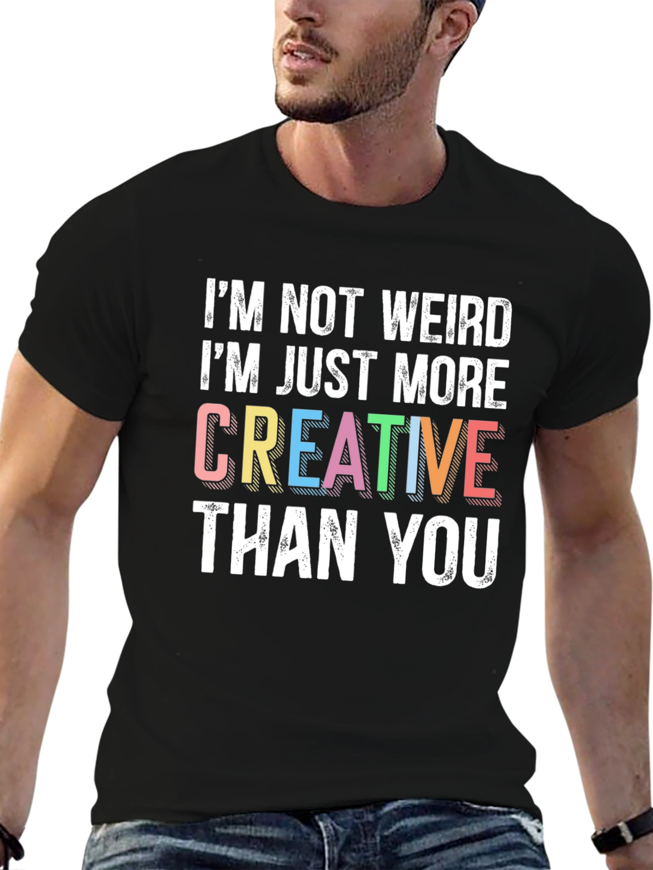Creative Statement Graphic Tee - Black Cotton Shirt