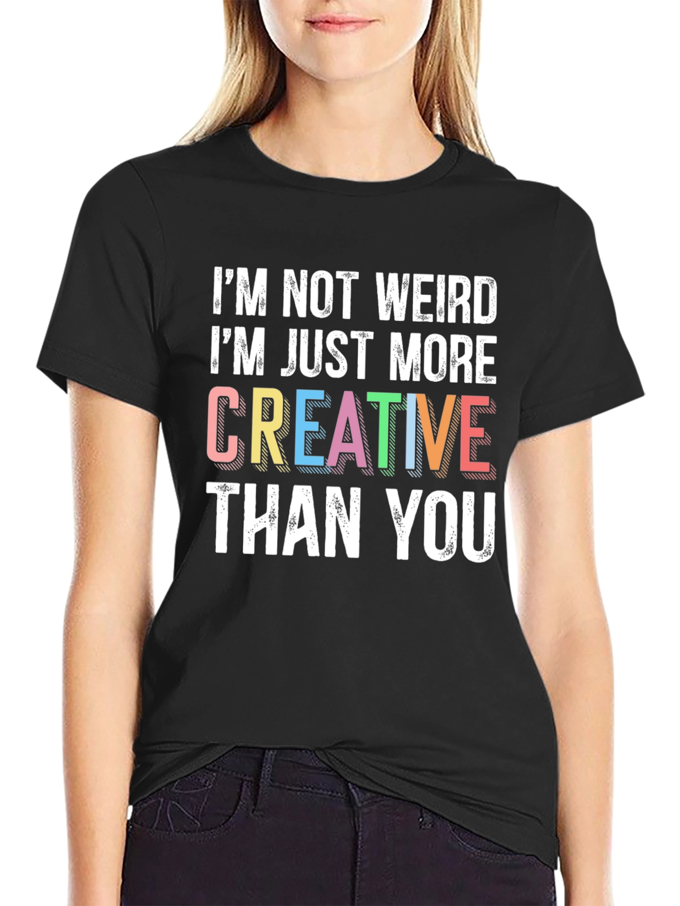 Creative Statement Graphic Tee - Black Cotton Shirt