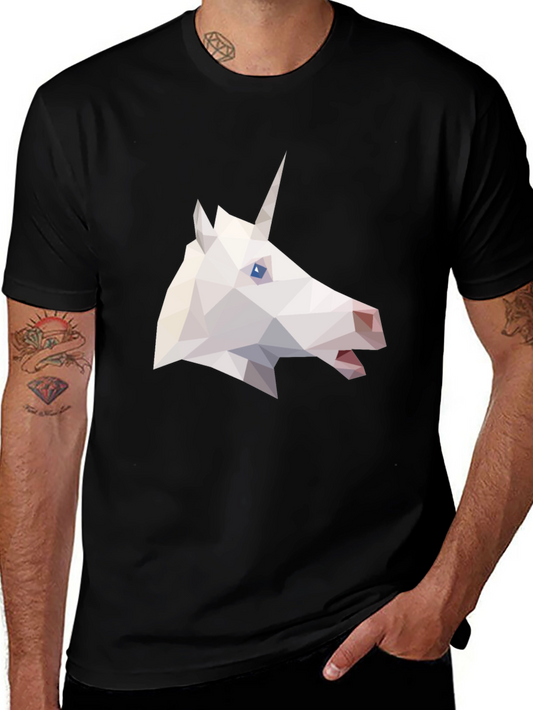 Geometric Unicorn Graphic Tee - Black T-Shirt