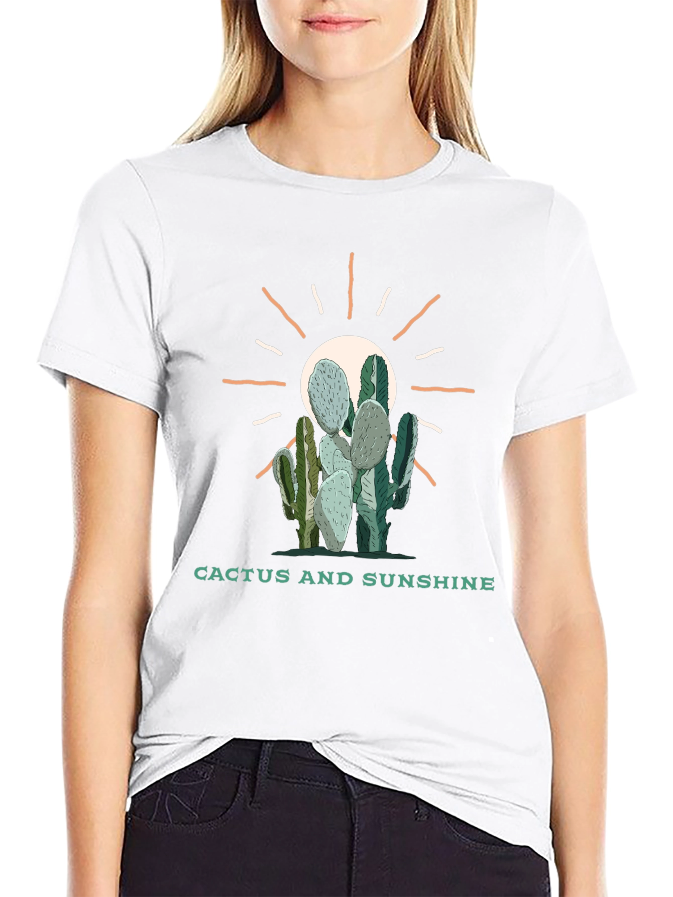 Cactus and Sunshine Black Graphic Tee