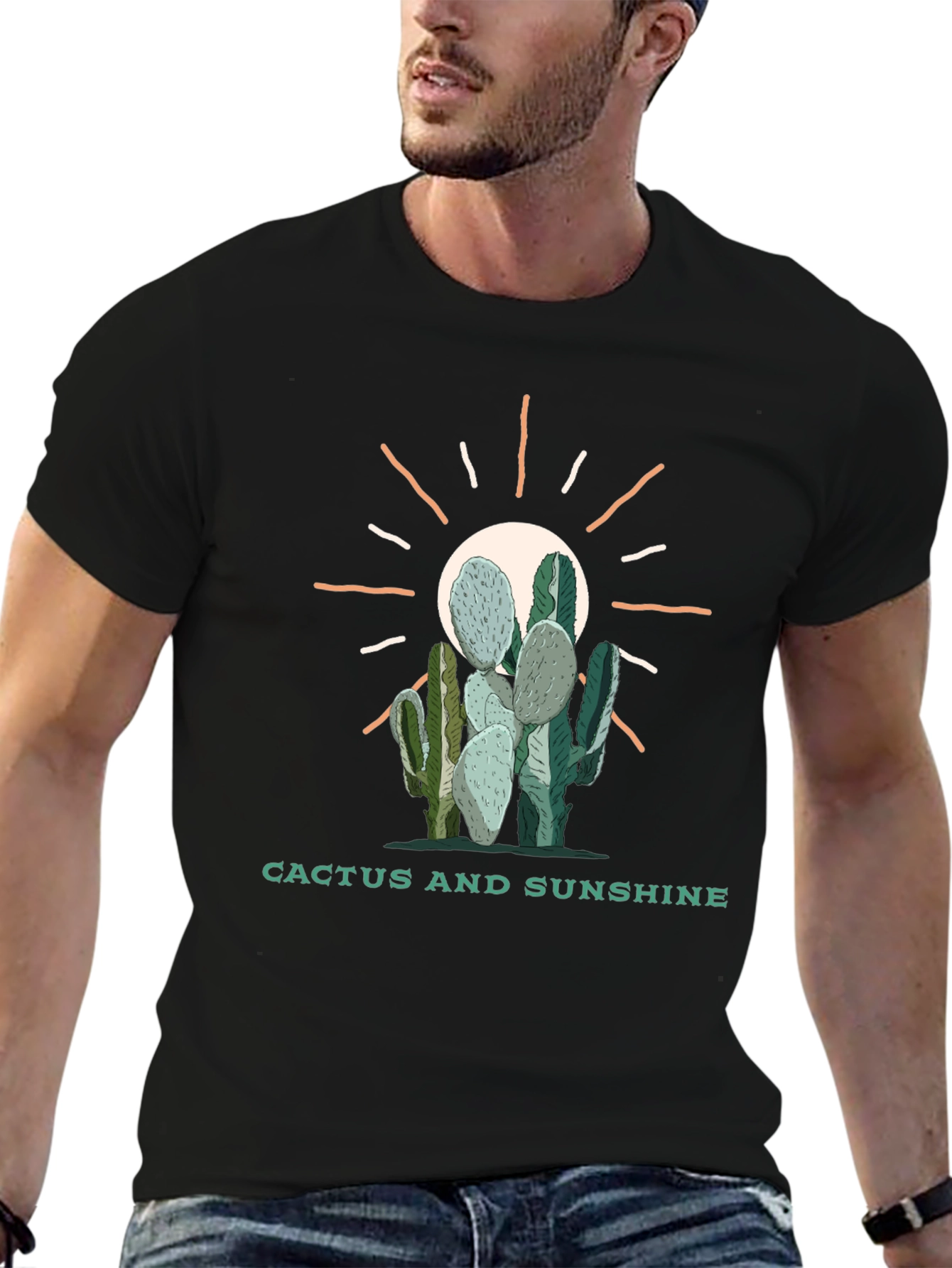 Cactus and Sunshine Black Graphic Tee