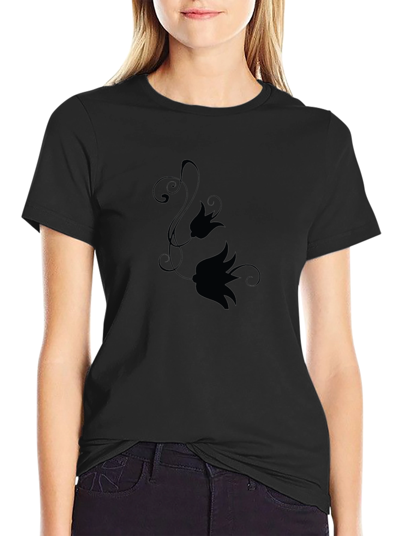 Elegant Black Floral Graphic T-Shirt