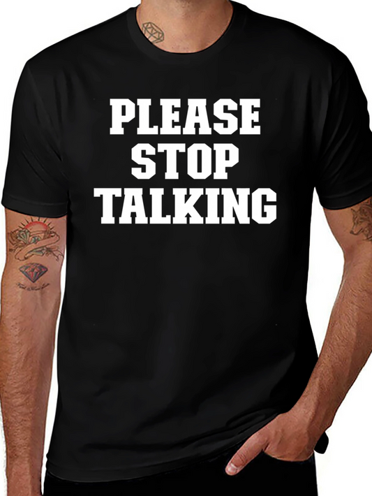 Please Stop Talking Graphic Tee - Black