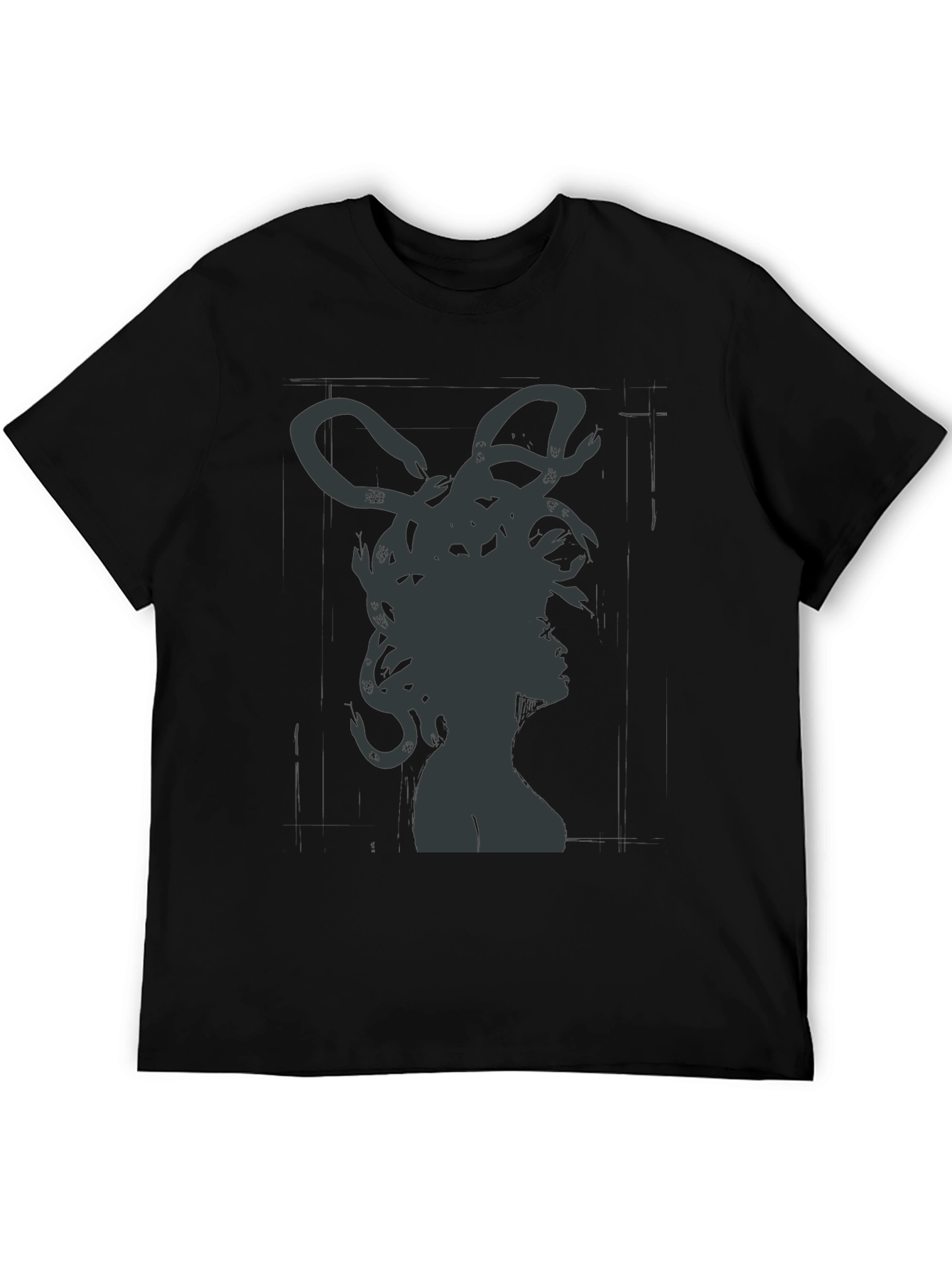 Medusa Graphic Tee - Mythical Snake Hair Black T-Shirt