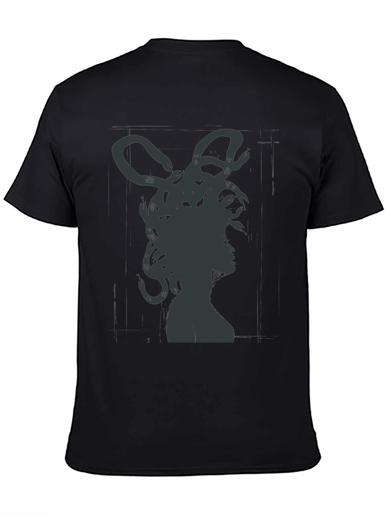Medusa Graphic Tee - Mythical Snake Hair Black T-Shirt