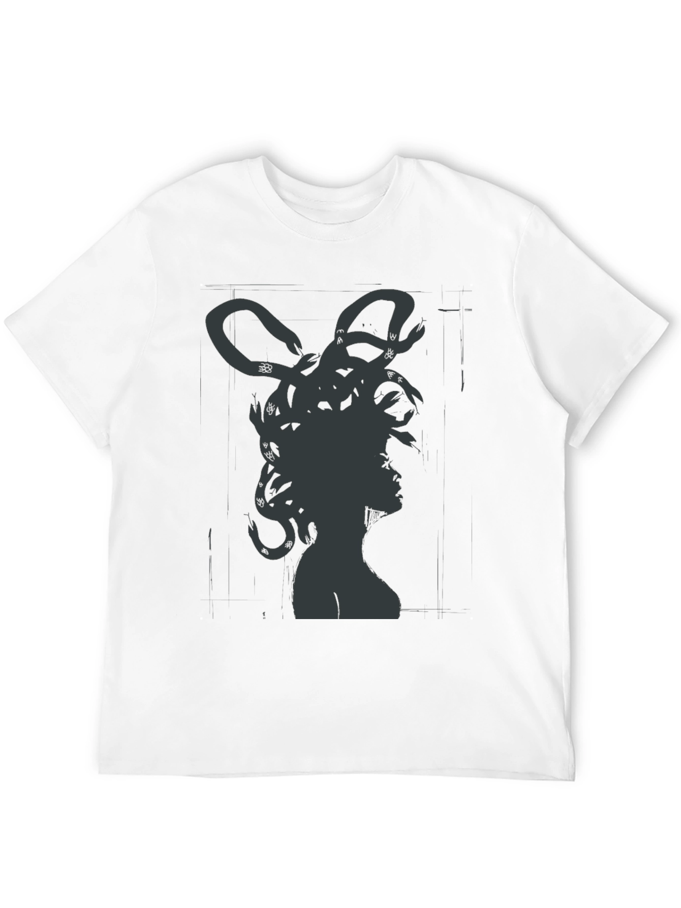 Medusa Graphic Tee - Mythical Snake Hair Black T-Shirt