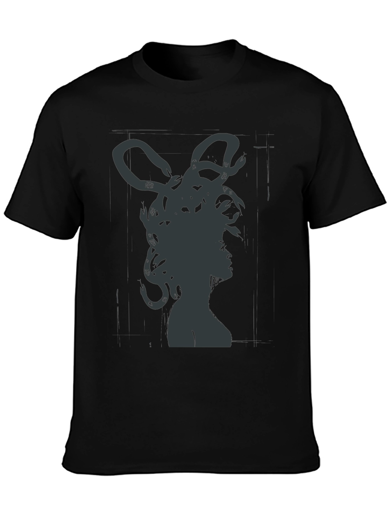 Medusa Graphic Tee - Mythical Snake Hair Black T-Shirt