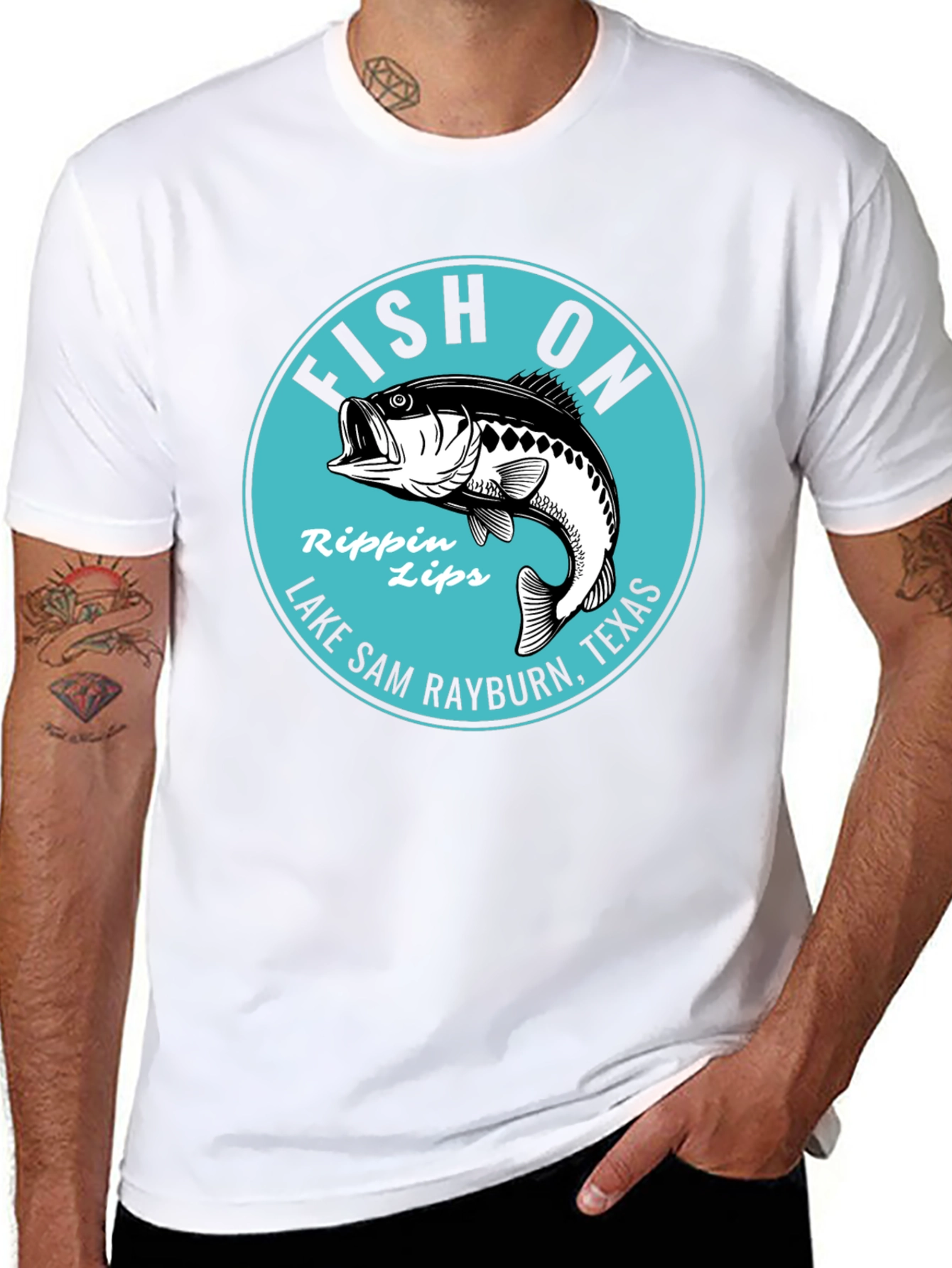 Fish On Rippin Lips Bass Fishing Graphic T-Shirt
