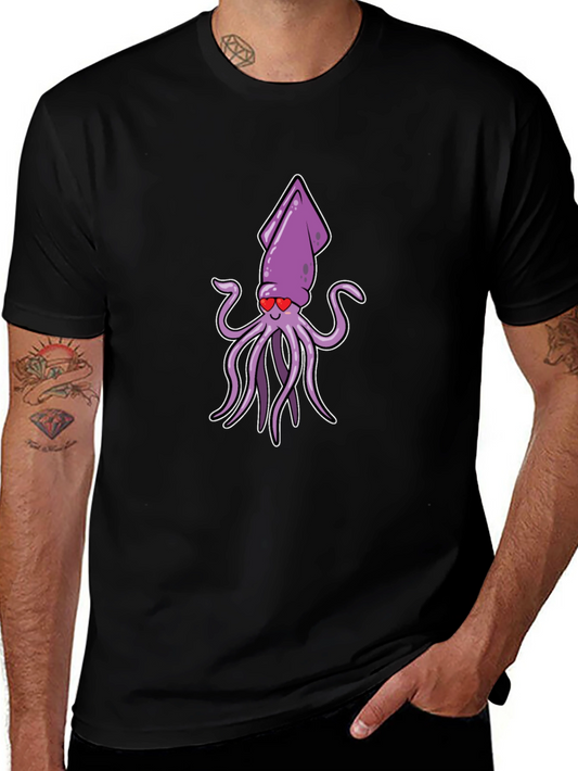 Cute Squid Love Cartoon Graphic T-Shirt