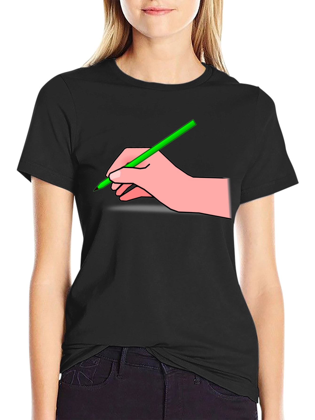Hand with Pencil Graphic T-Shirt