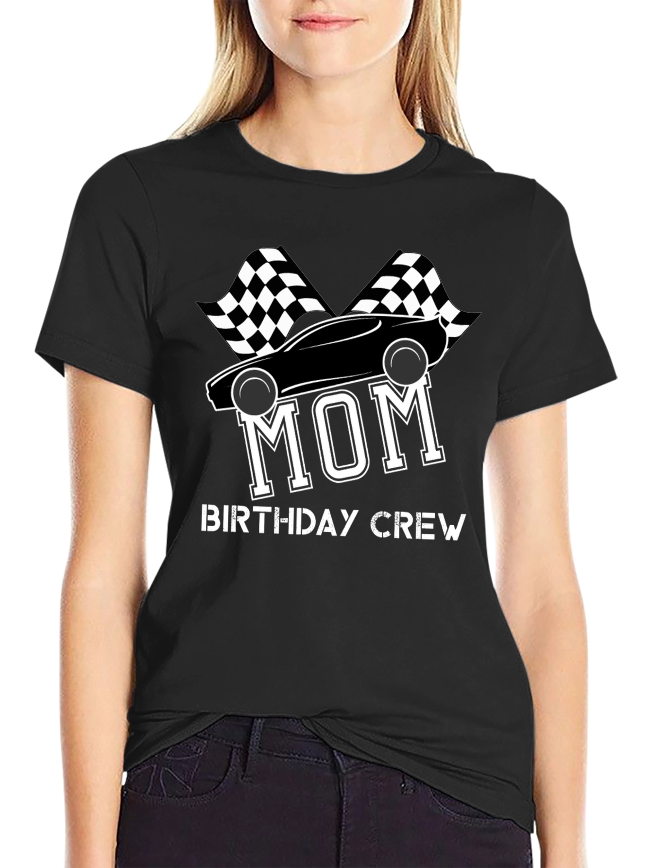 Mom Birthday Crew T-Shirt - Racing Car Design