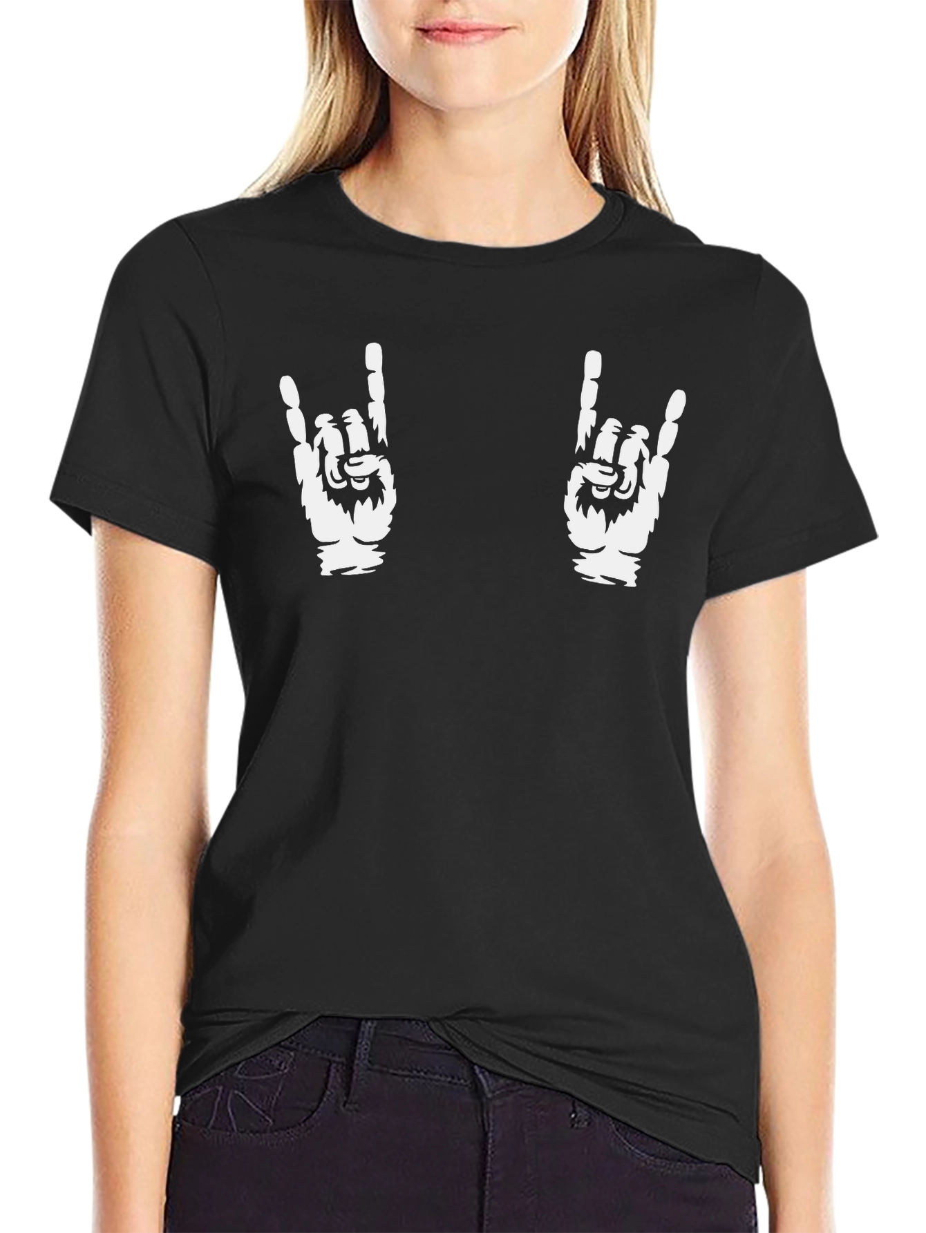 Rock On Hand Gesture Graphic Tee