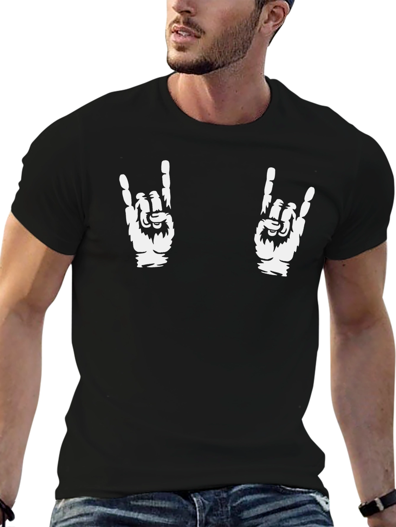 Rock On Hand Gesture Graphic Tee