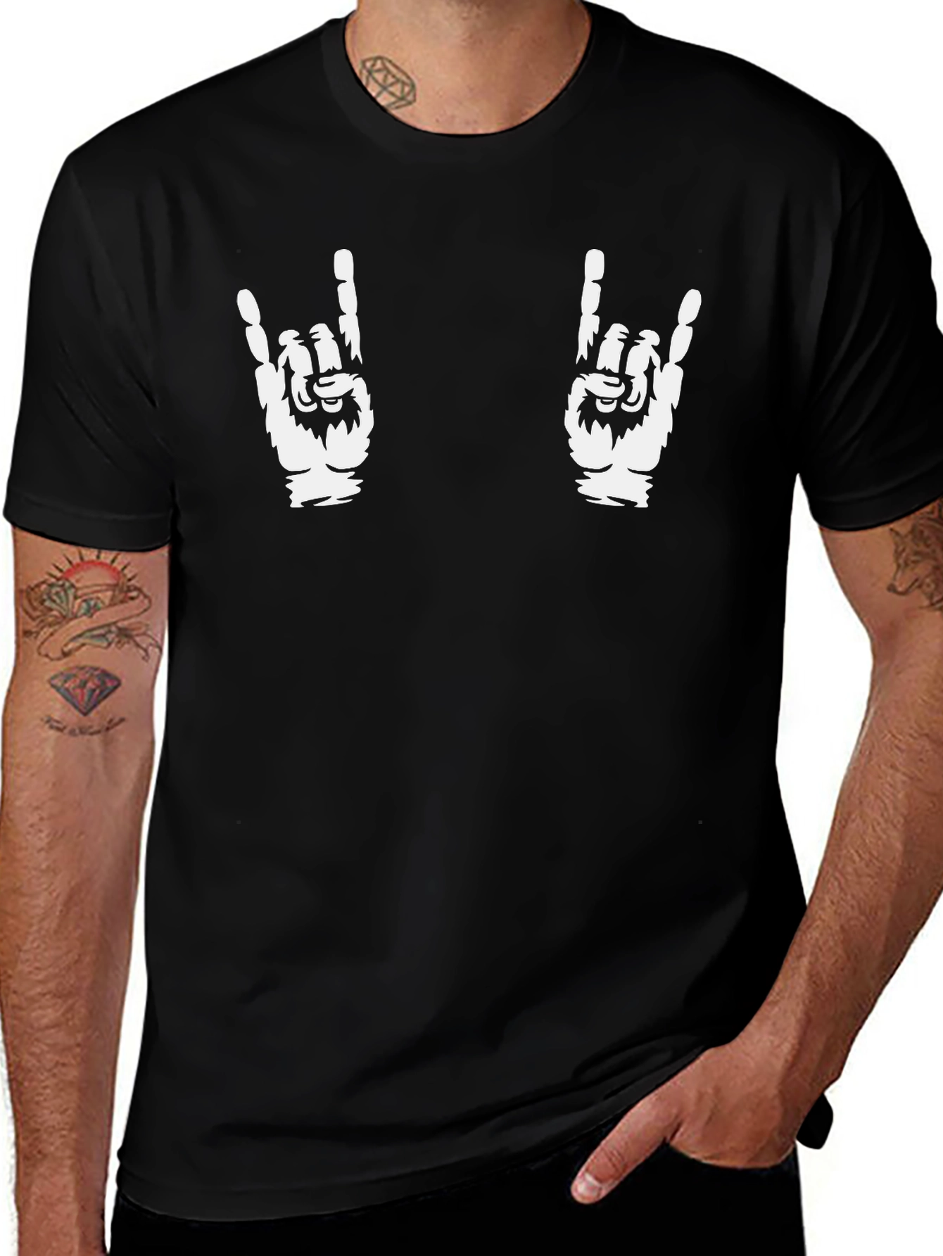Rock On Hand Gesture Graphic Tee