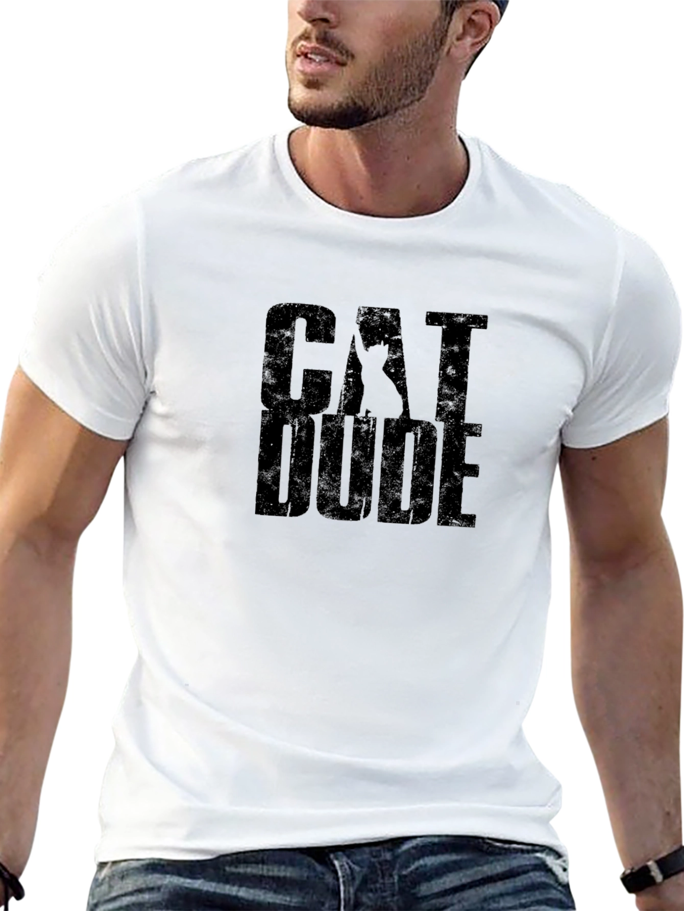 Cat Dude Black Graphic T-Shirt