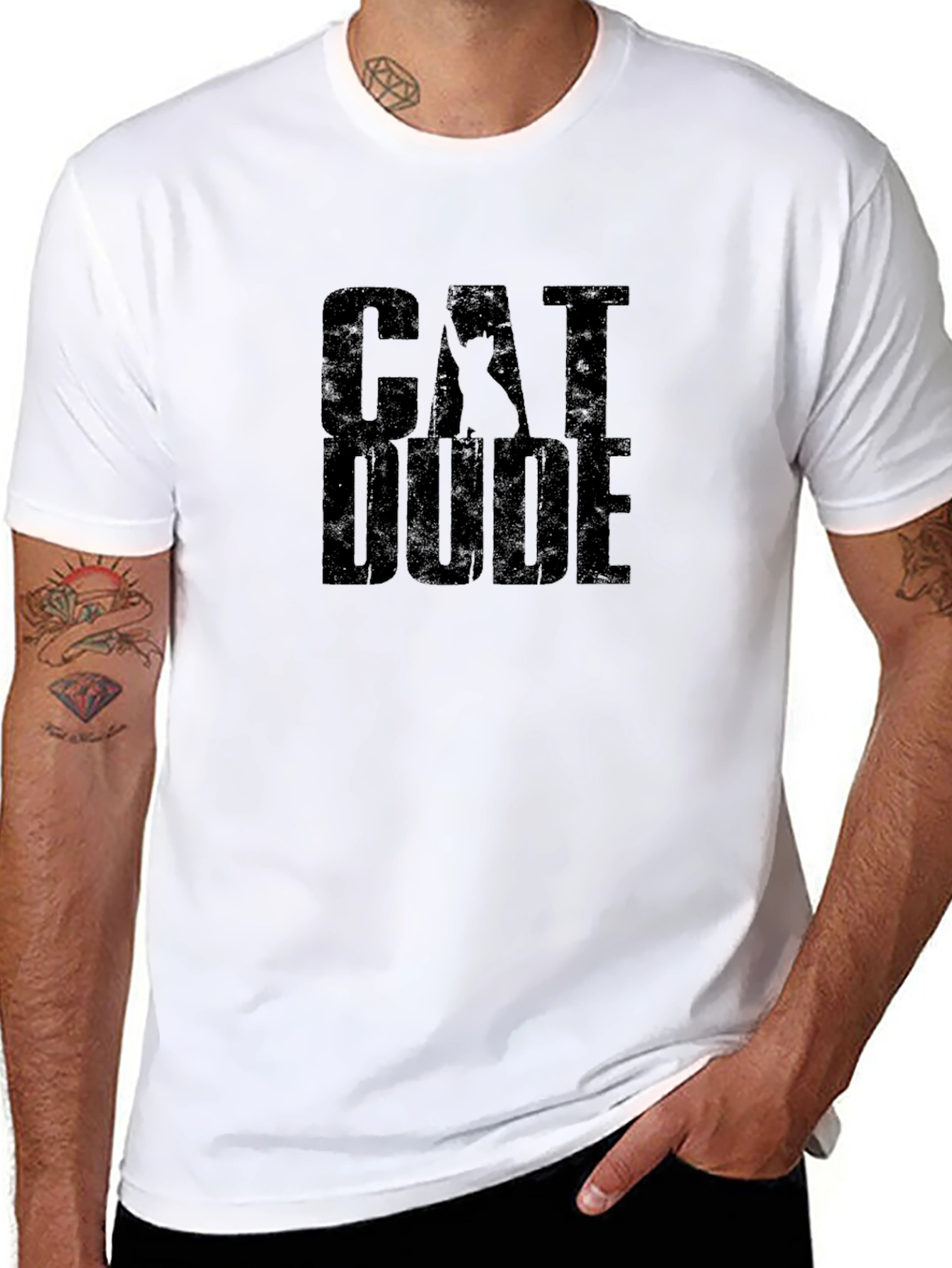 Cat Dude Black Graphic T-Shirt