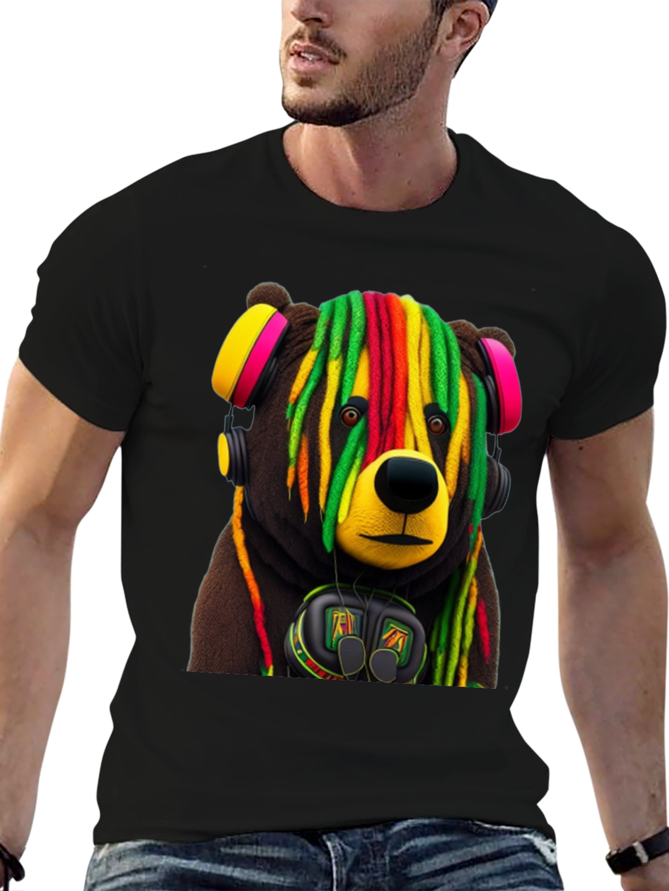 Rasta Bear Graphic Tee - Cool Streetwear