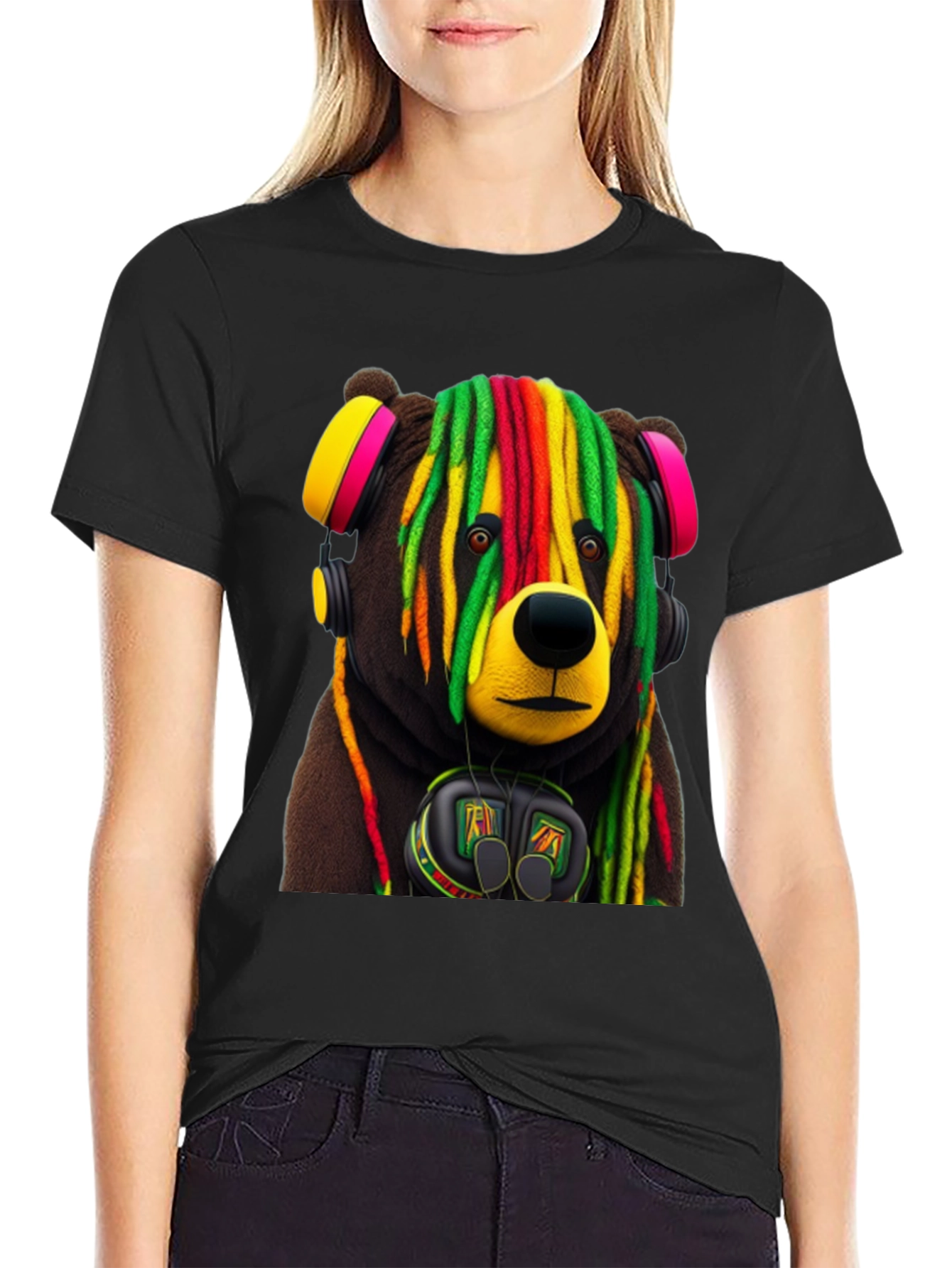 Rasta Bear Graphic Tee - Cool Streetwear