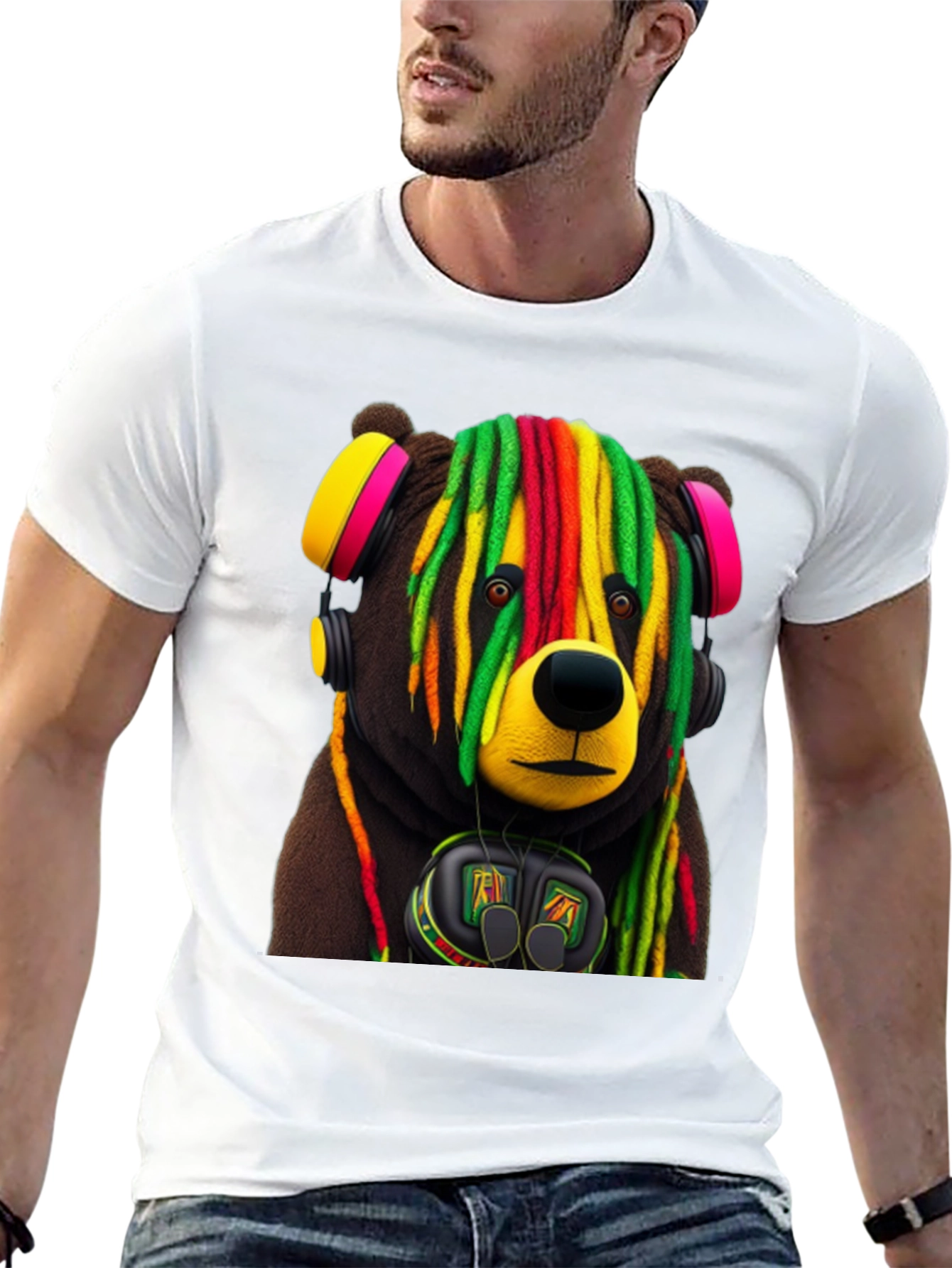 Rasta Bear Graphic Tee - Cool Streetwear