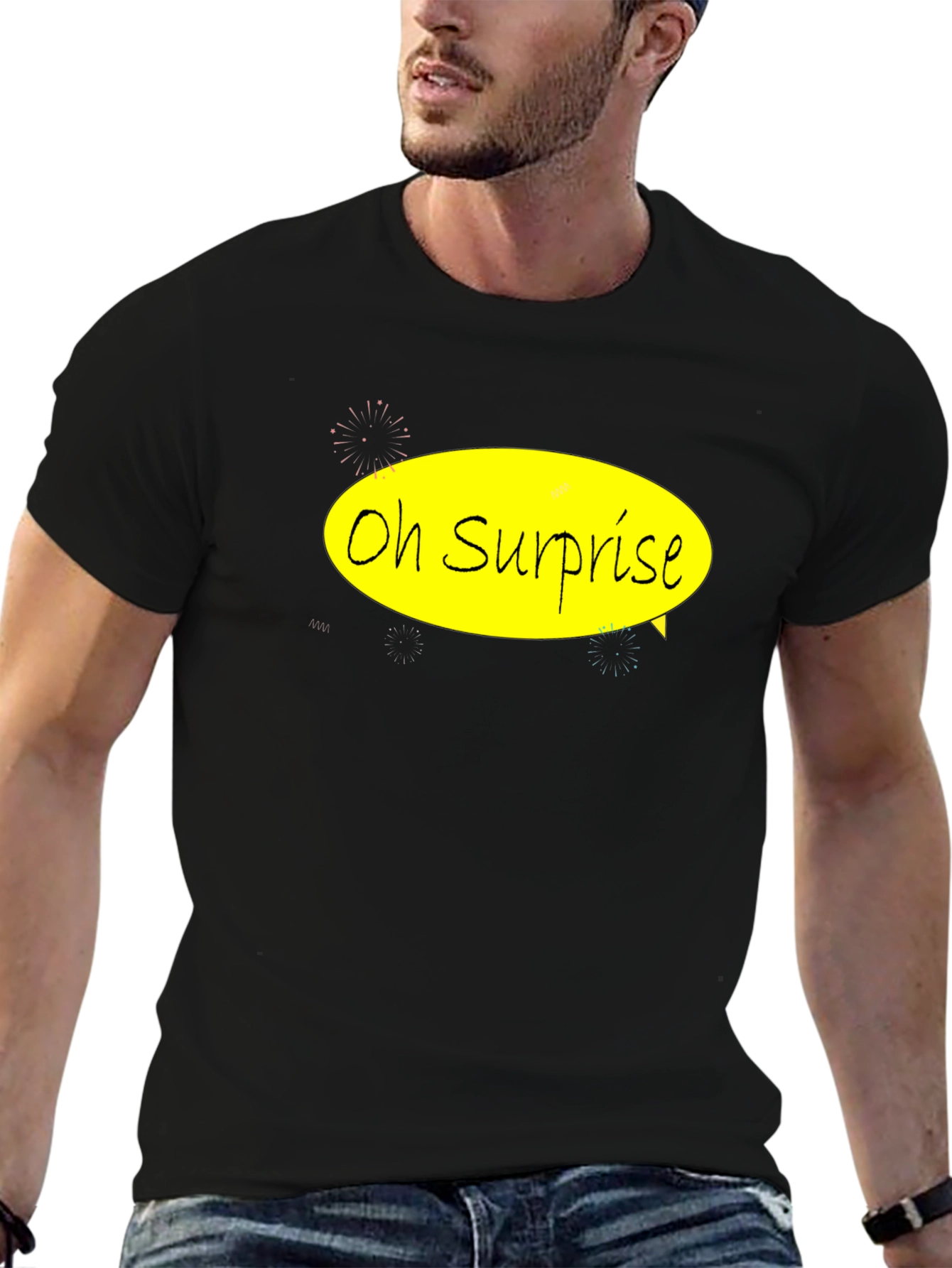 Oh Surprise Black Graphic Tee