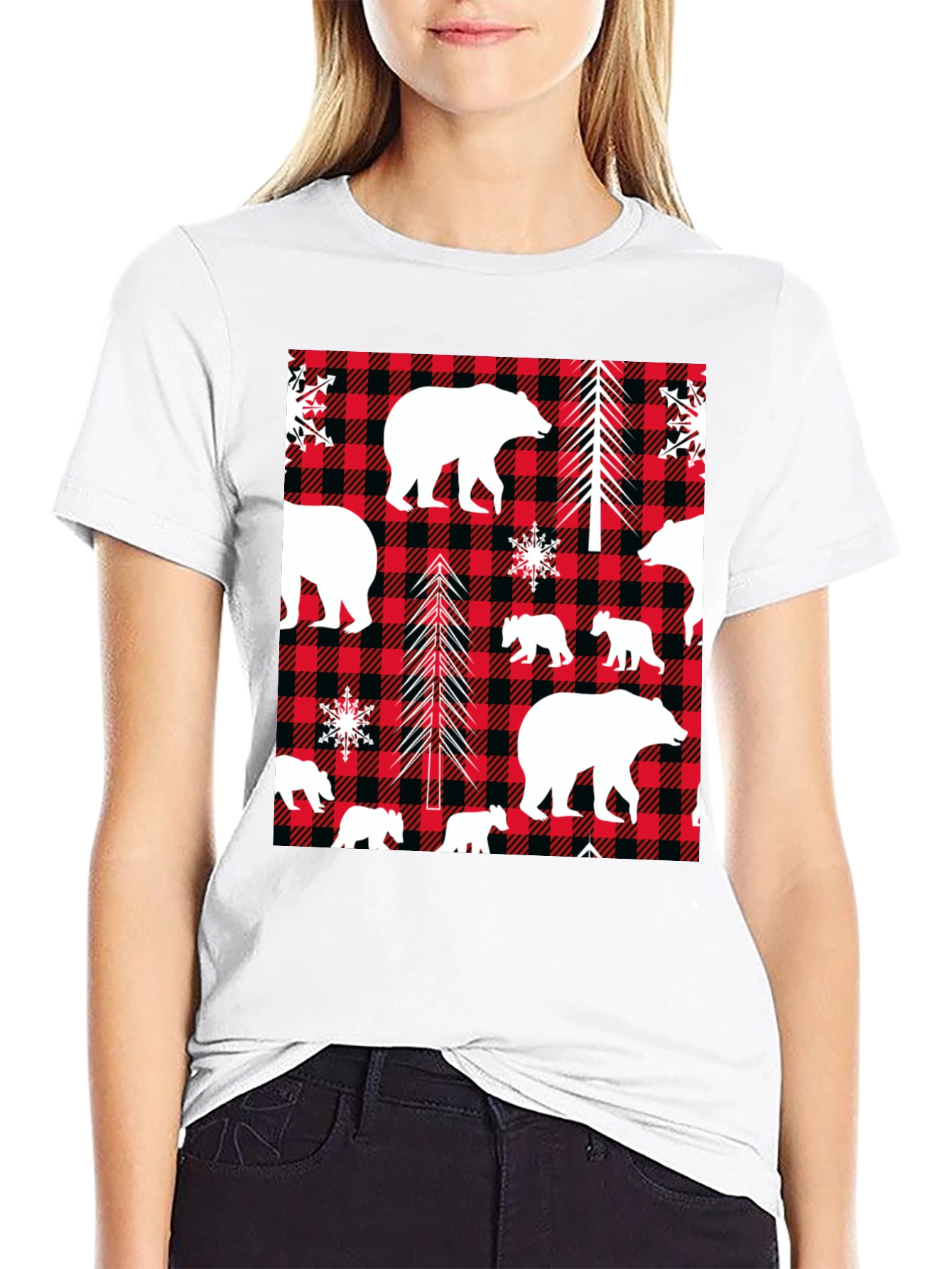 Bear & Buffalo Plaid Graphic Tee