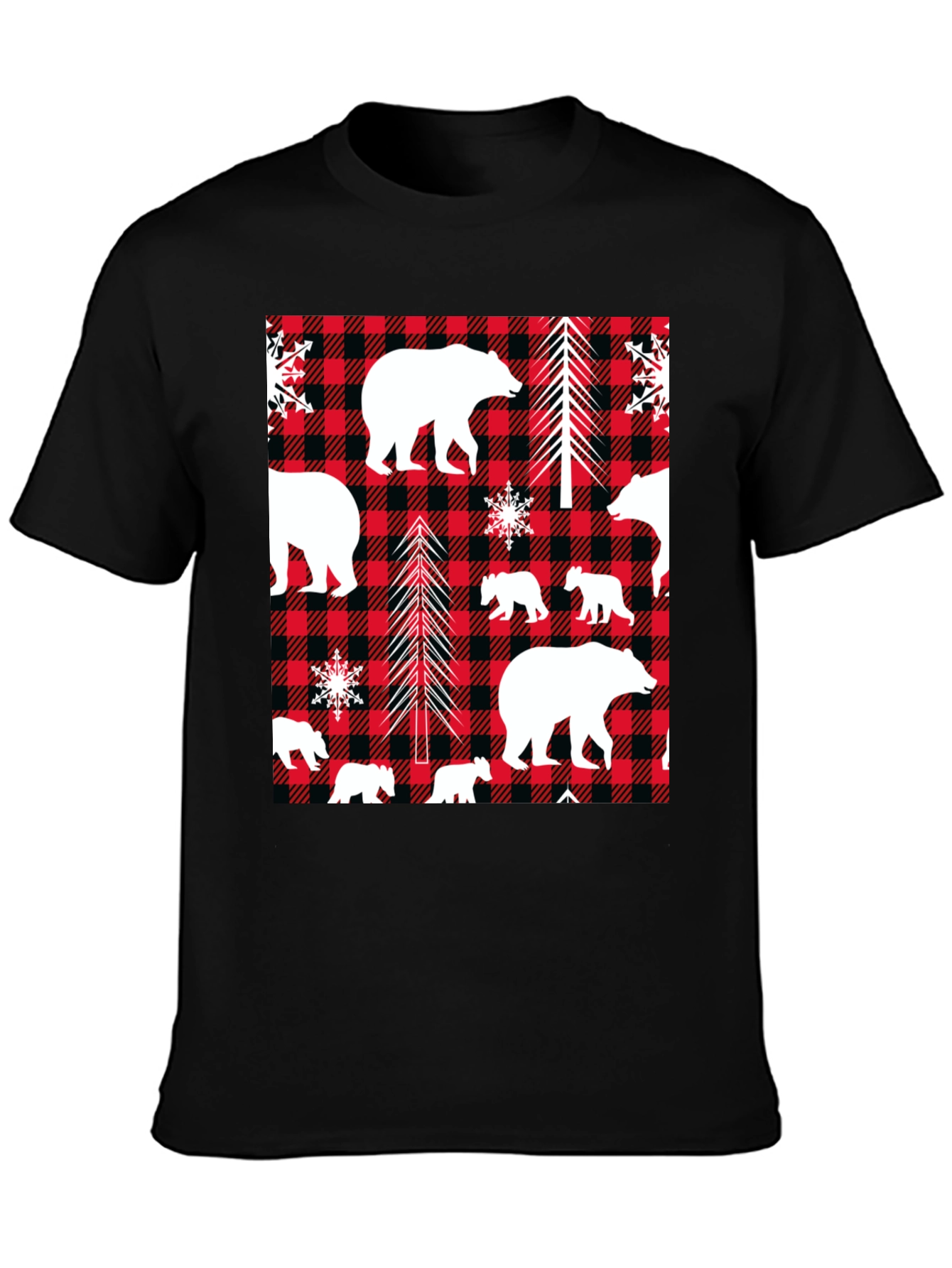Bear & Buffalo Plaid Graphic Tee