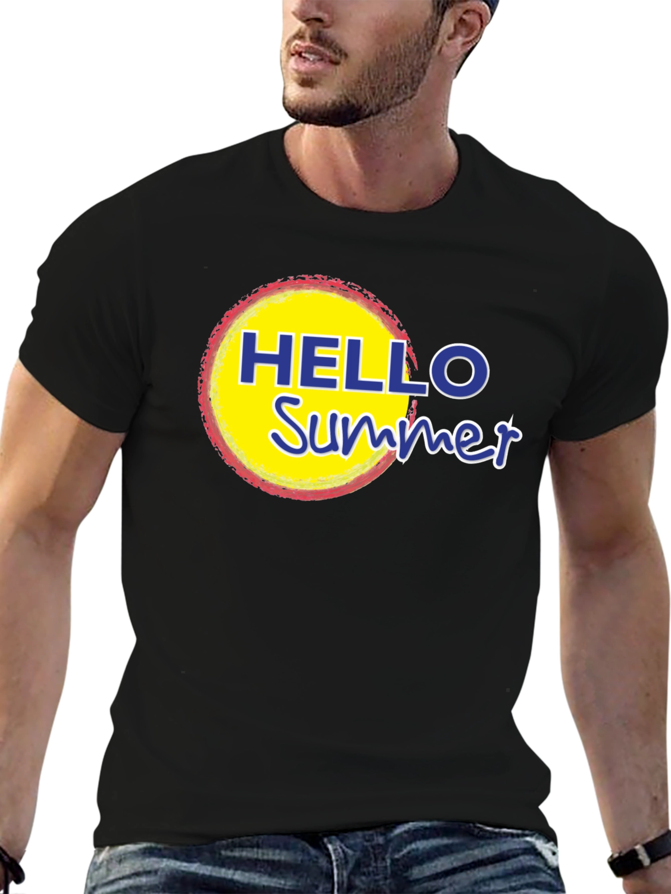 Hello Summer Graphic Tee - Black Casual T-Shirt