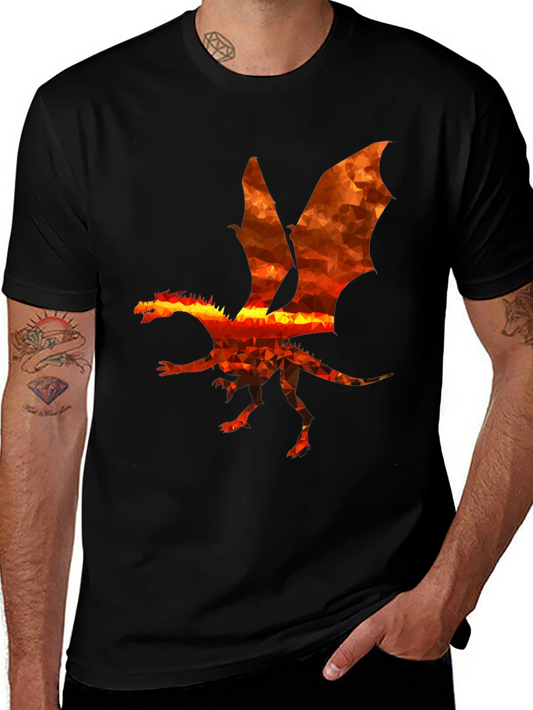 Geometric Dragon Graphic Black T-Shirt