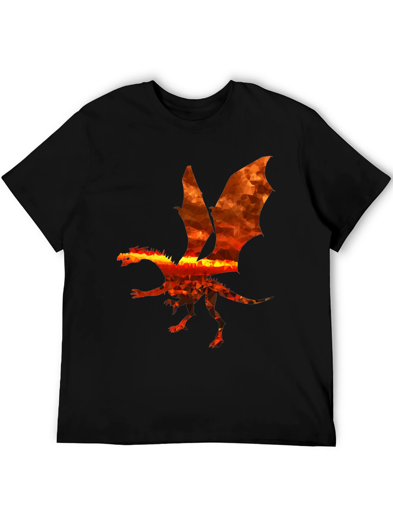 Geometric Dragon Graphic Black T-Shirt